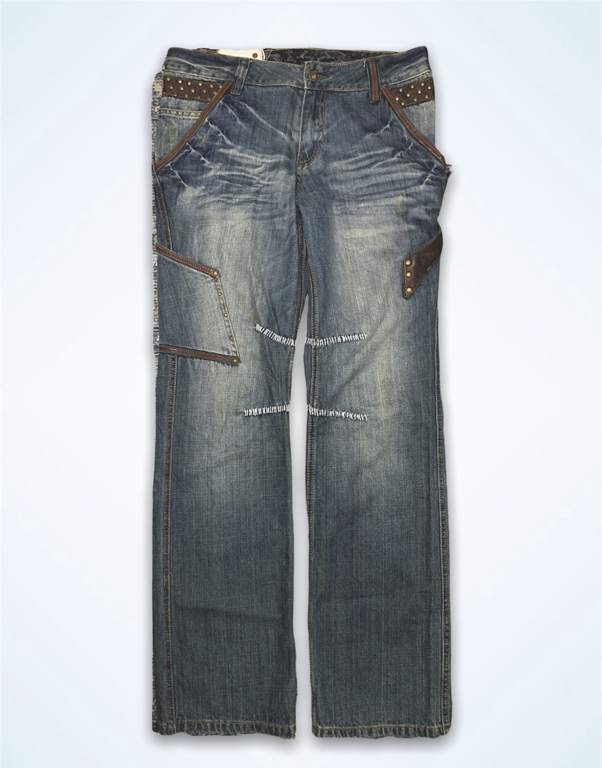 Japanese Brand Kearney House Workwear Carpenter Design Denim Leather Trim Size US 32 / EU 48 - 1 Thumbnail