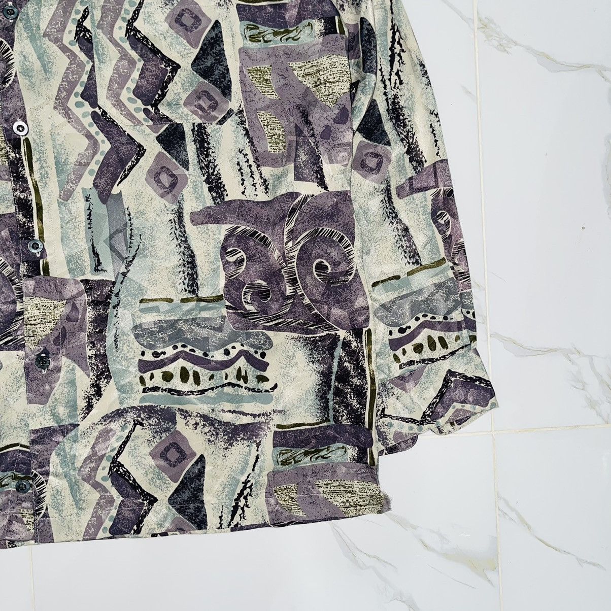 Vintage Vintage 80s Art Mafia Summer Silk Shirt Size US XL / EU 56 / 4 - 3 Thumbnail