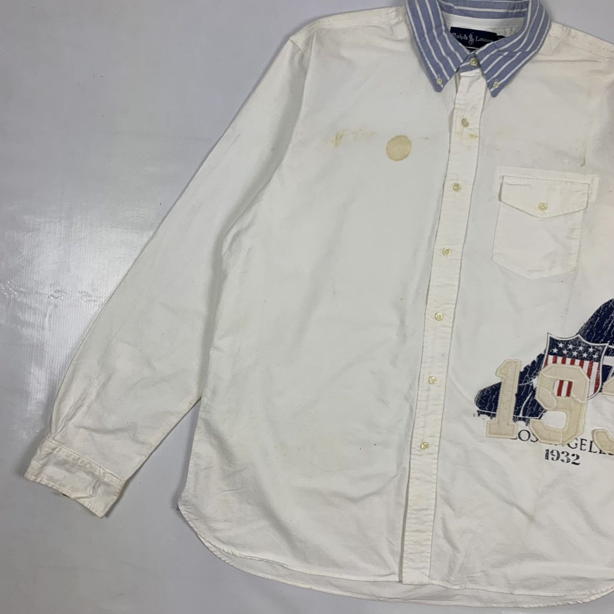 Polo Ralph Lauren × Ralph Lauren × Vintage Vintage Ralph Lauren P Wing Button Up Shirt Size US XL / EU 56 / 4 - 2 Thumbnail