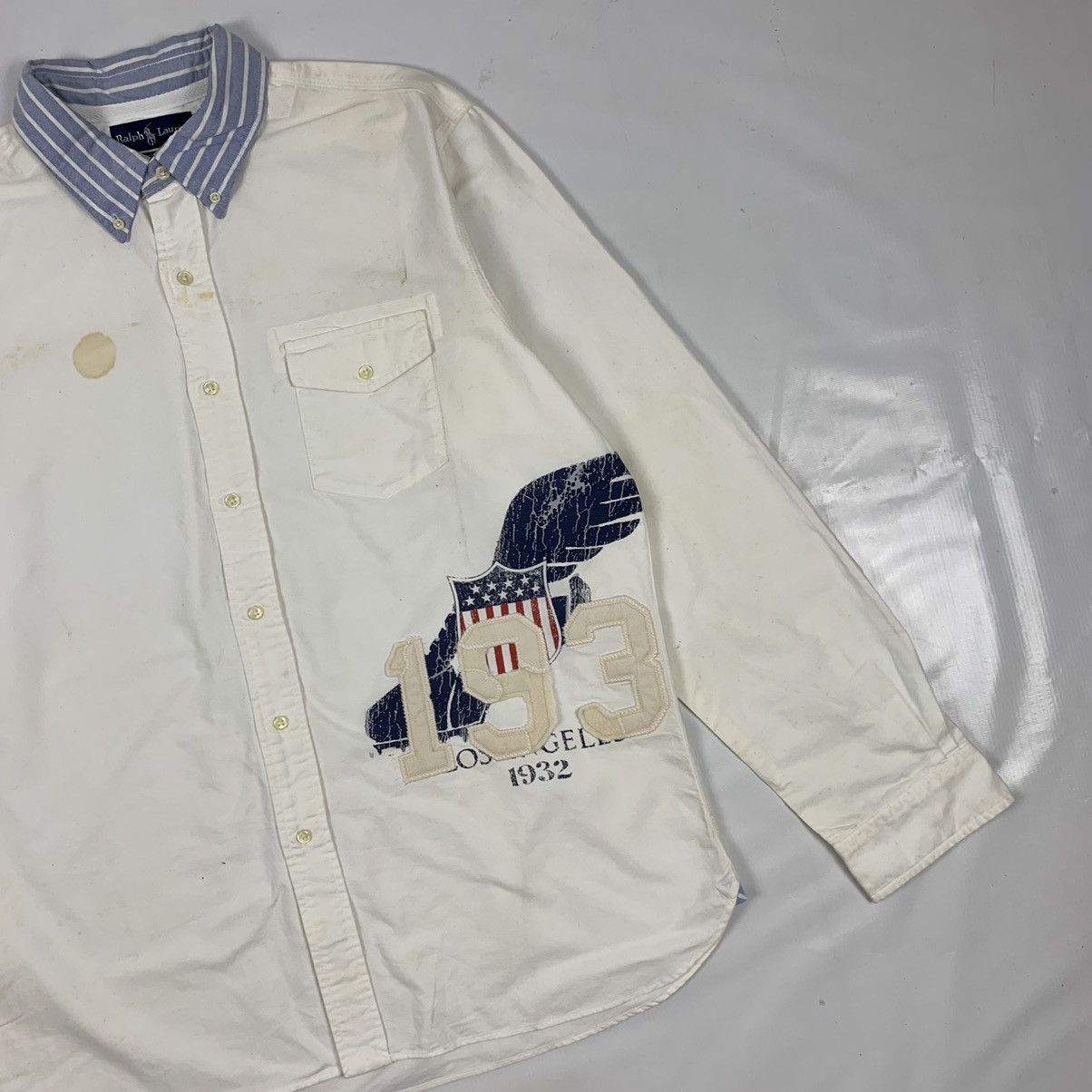 Polo Ralph Lauren × Ralph Lauren × Vintage Vintage Ralph Lauren P Wing Button Up Shirt Size US XL / EU 56 / 4 - 3 Thumbnail