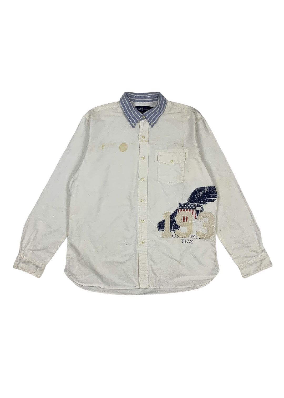 Polo Ralph Lauren × Ralph Lauren × Vintage Vintage Ralph Lauren P Wing Button Up Shirt Size US XL / EU 56 / 4 - 1 Thumbnail