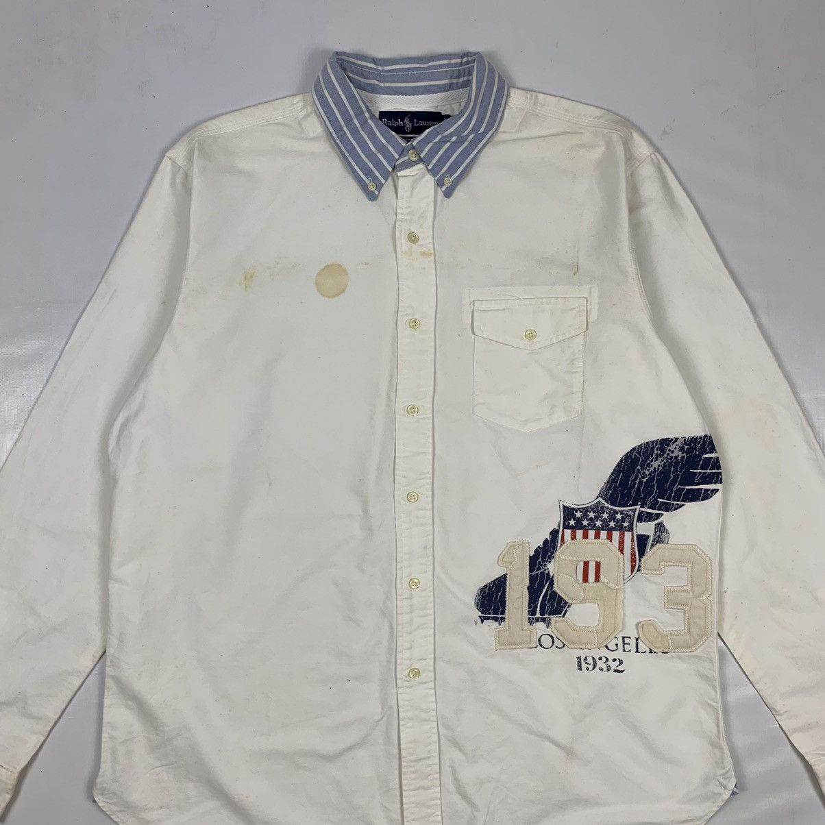 Polo Ralph Lauren × Ralph Lauren × Vintage Vintage Ralph Lauren P Wing Button Up Shirt Size US XL / EU 56 / 4 - 4 Thumbnail