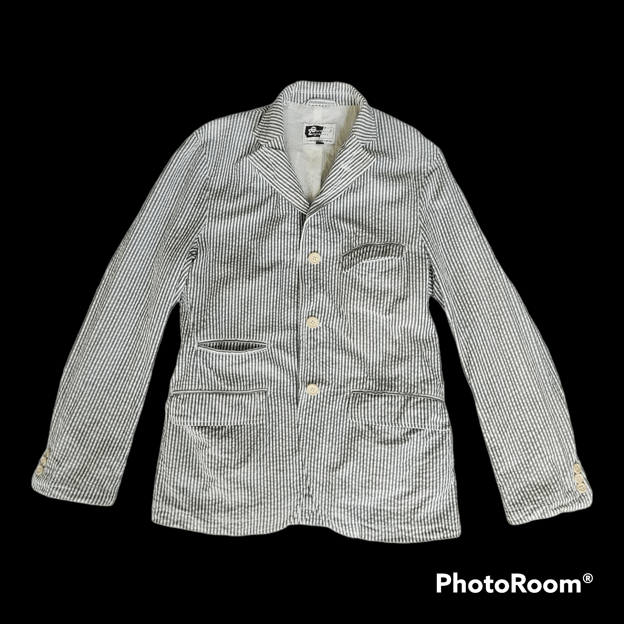 Engineered Garments Engineered Garments White Navy Seersucker Andover Jacket Size US XS / EU 42 / 0 - 2 Thumbnail
