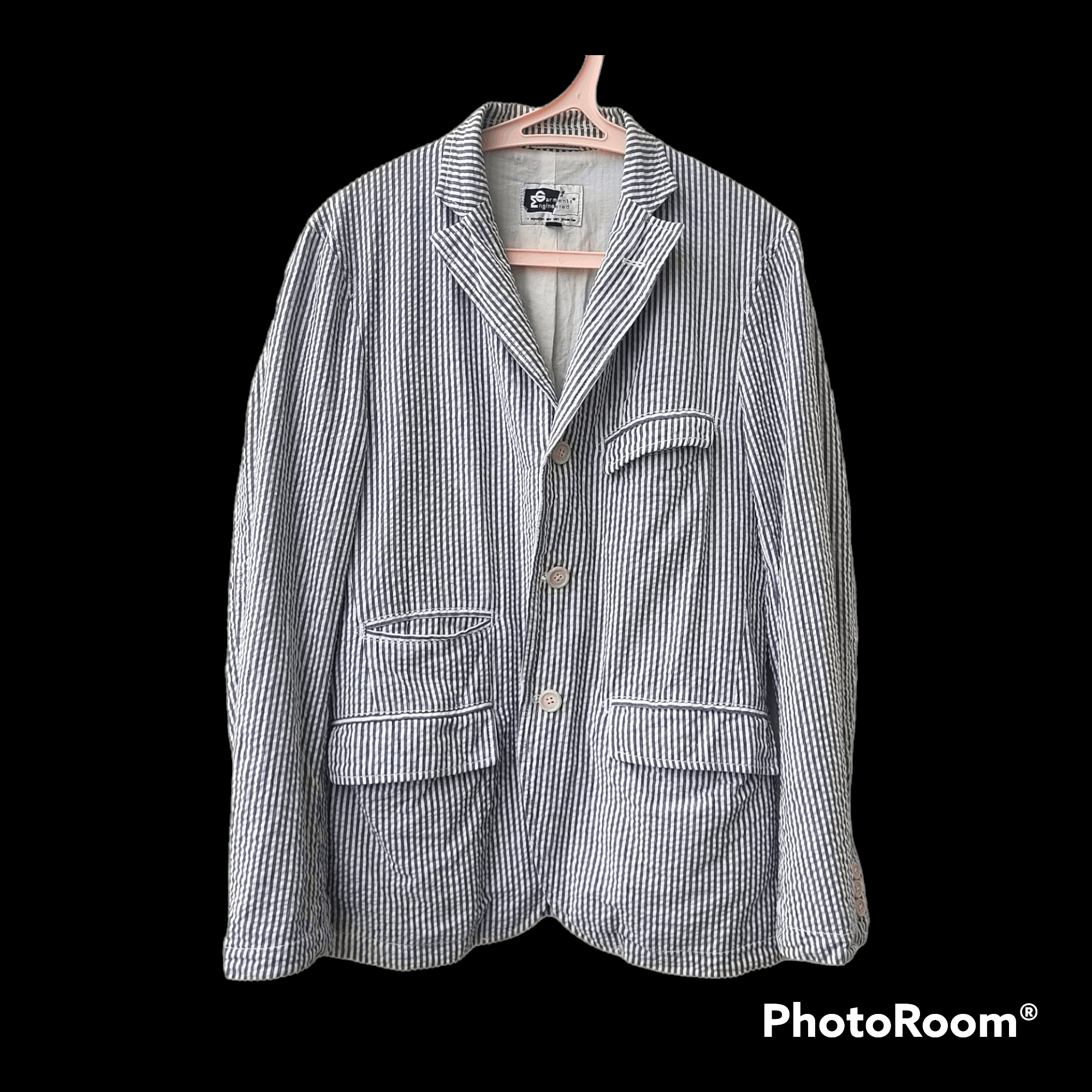 Engineered Garments Engineered Garments White Navy Seersucker Andover Jacket Size US XS / EU 42 / 0 - 1 Thumbnail