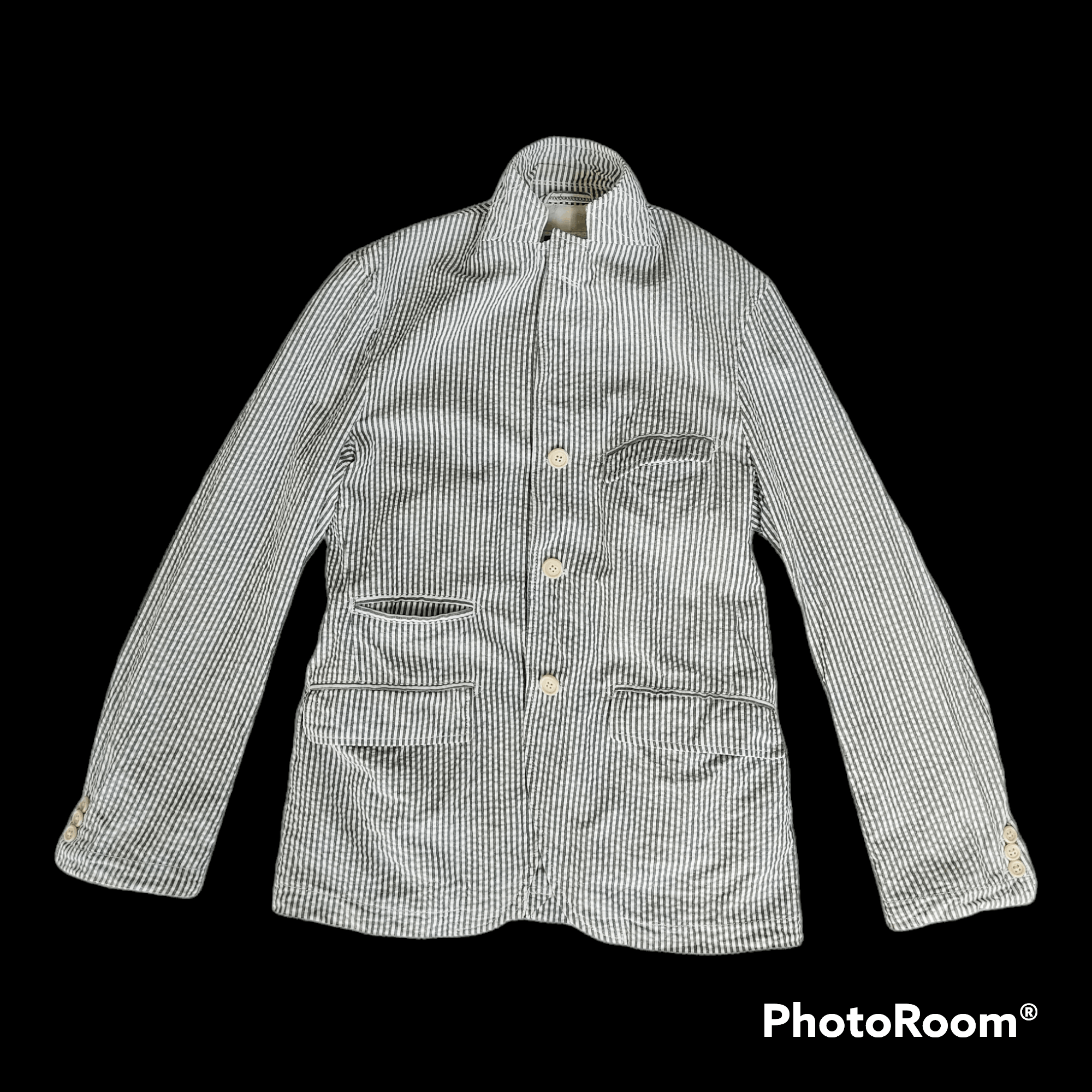 Engineered Garments Engineered Garments White Navy Seersucker Andover Jacket Size US XS / EU 42 / 0 - 3 Thumbnail