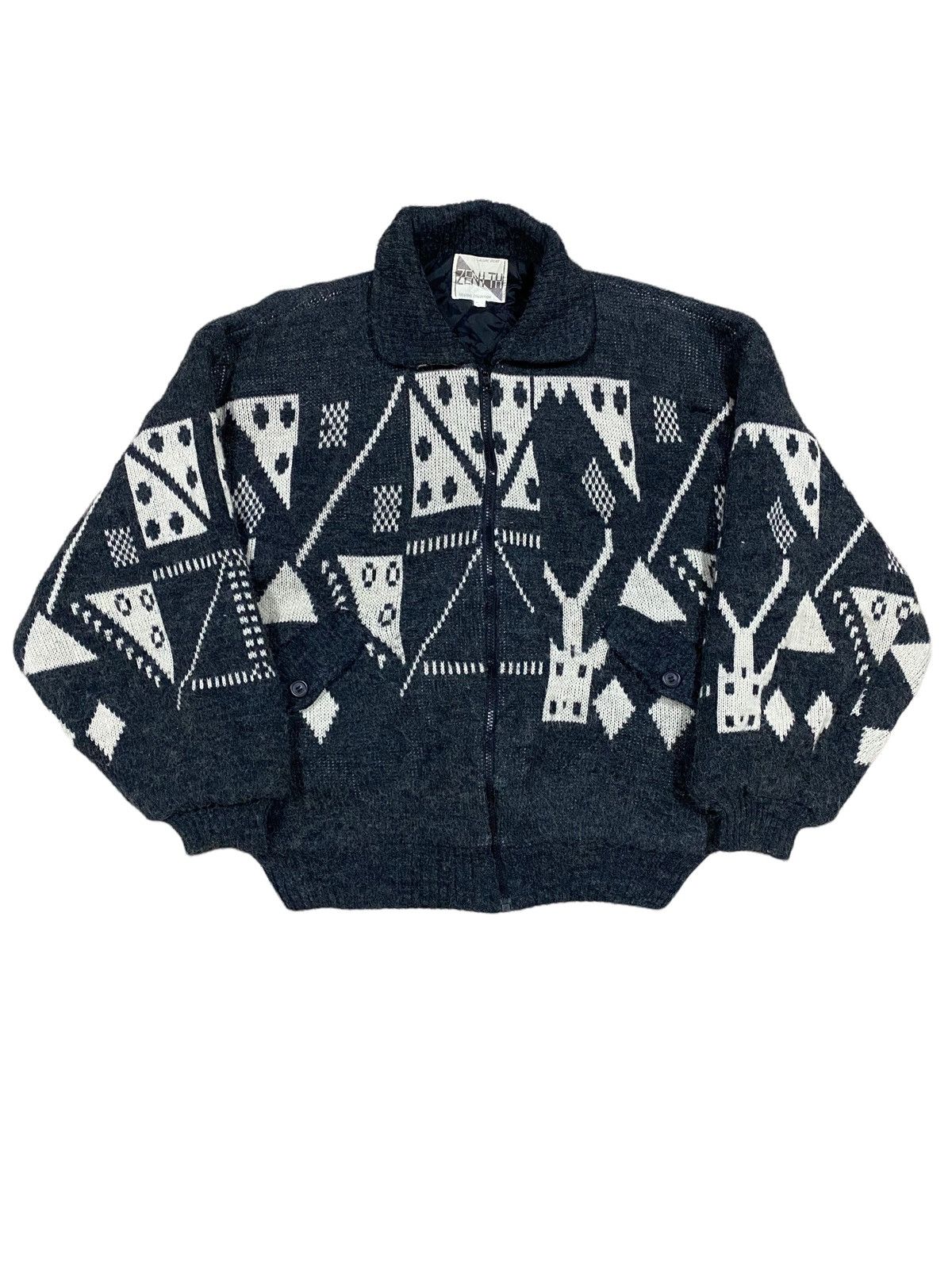 Vtg🌑Zenith Casual Wear Knitwear Sweater Zipper Jacket