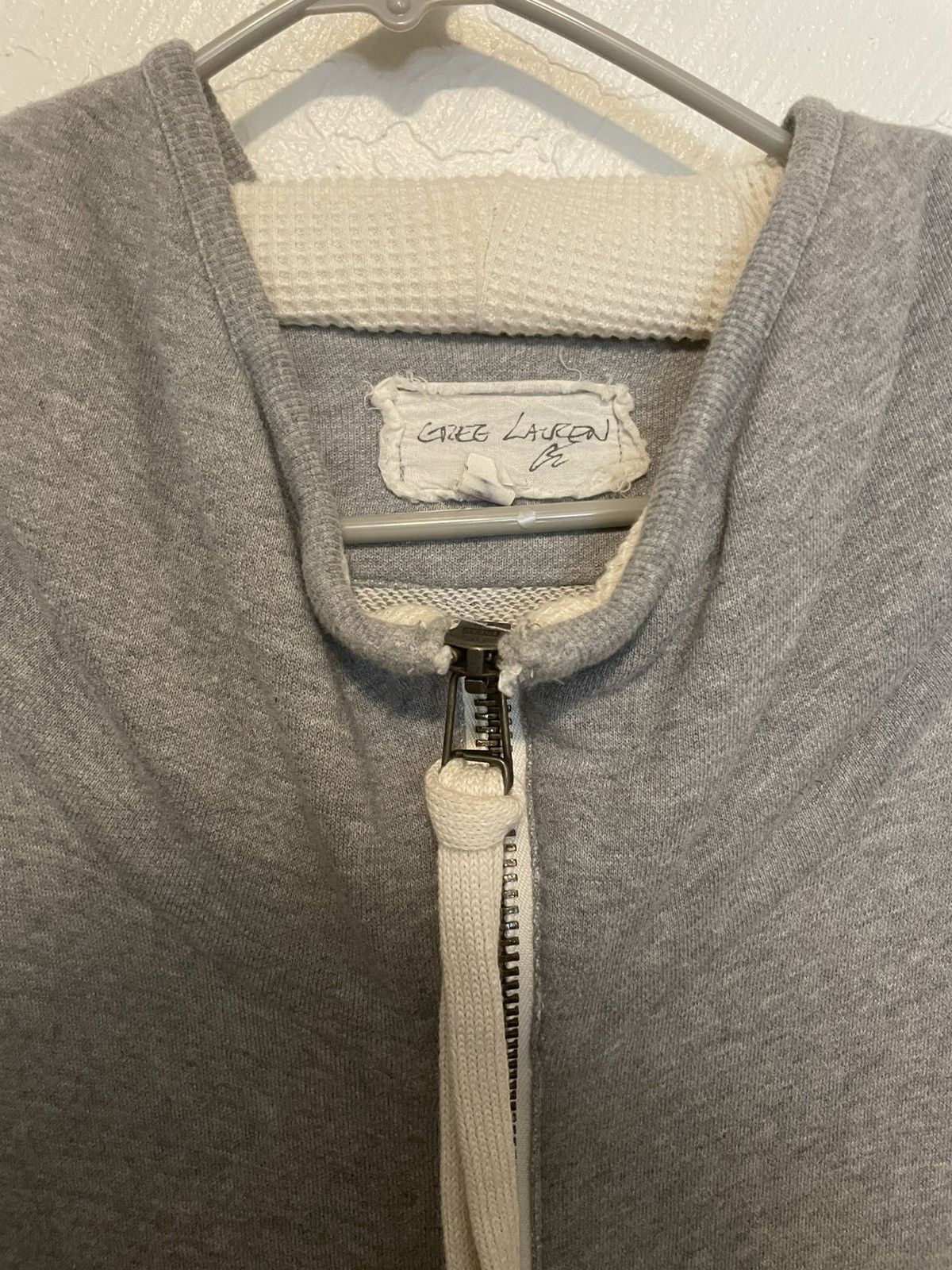 Greg Lauren 50/50 Grey Fleece Vintage Denim High Tech Hood Track Jacket Size US L / EU 52-54 / 3 - 9 Thumbnail