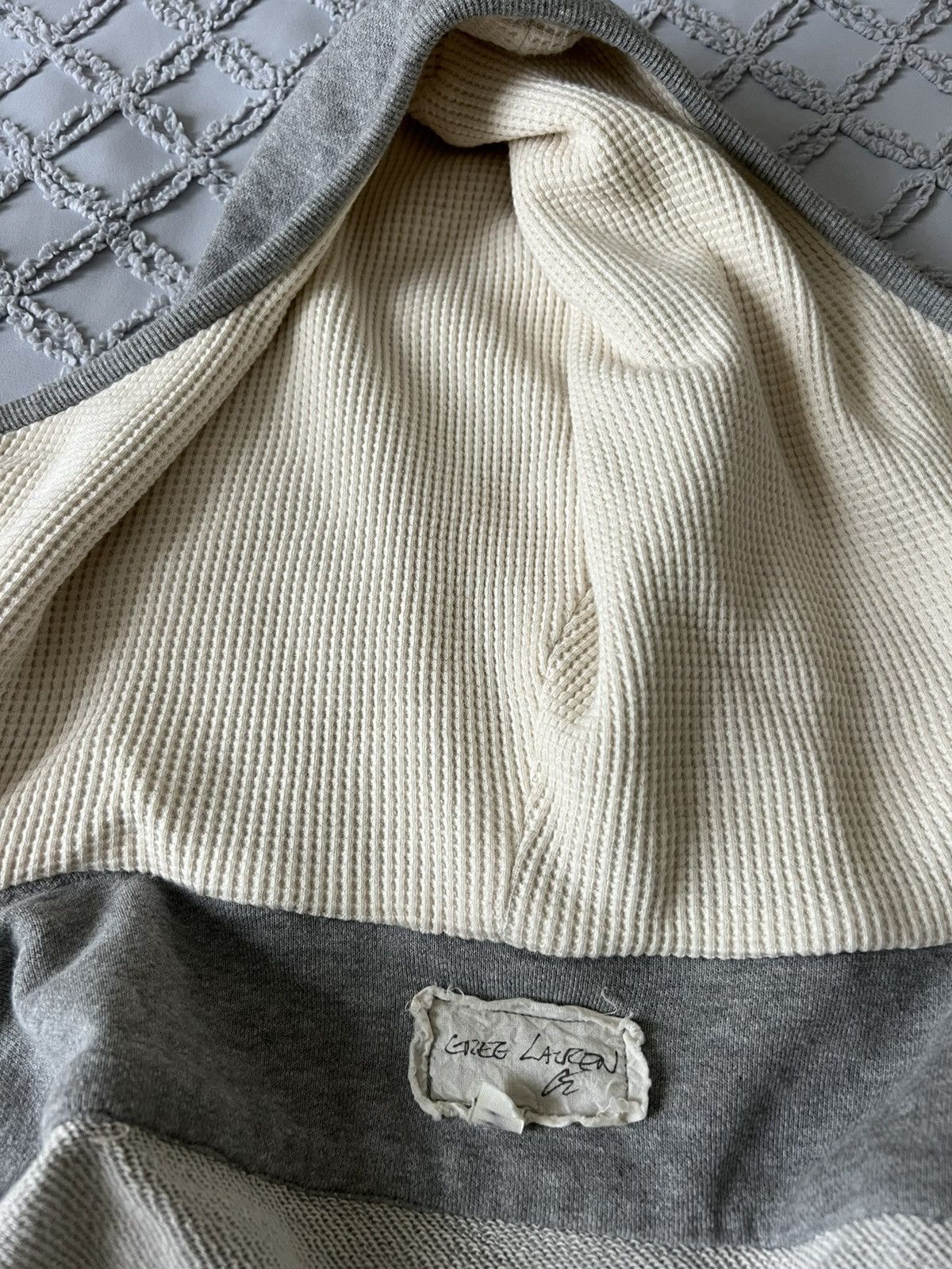 Greg Lauren 50/50 Grey Fleece Vintage Denim High Tech Hood Track Jacket Size US L / EU 52-54 / 3 - 14 Thumbnail