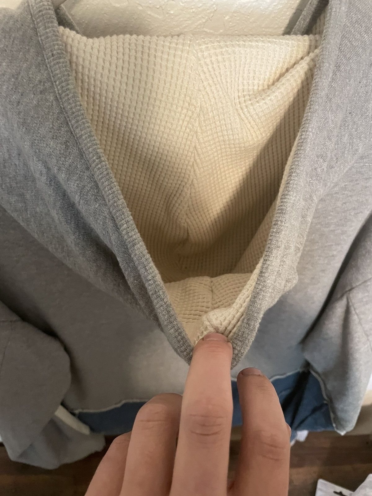 Greg Lauren 50/50 Grey Fleece Vintage Denim High Tech Hood Track Jacket Size US L / EU 52-54 / 3 - 10 Thumbnail