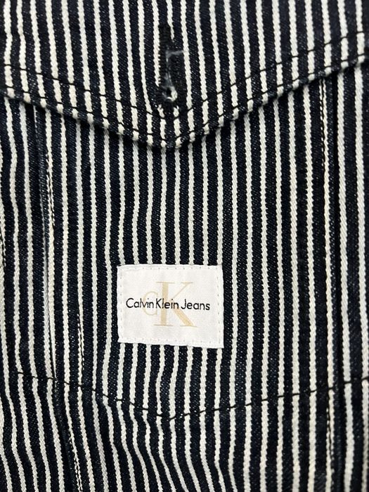 Calvin klein archive on sale stripe denim trucker jacket