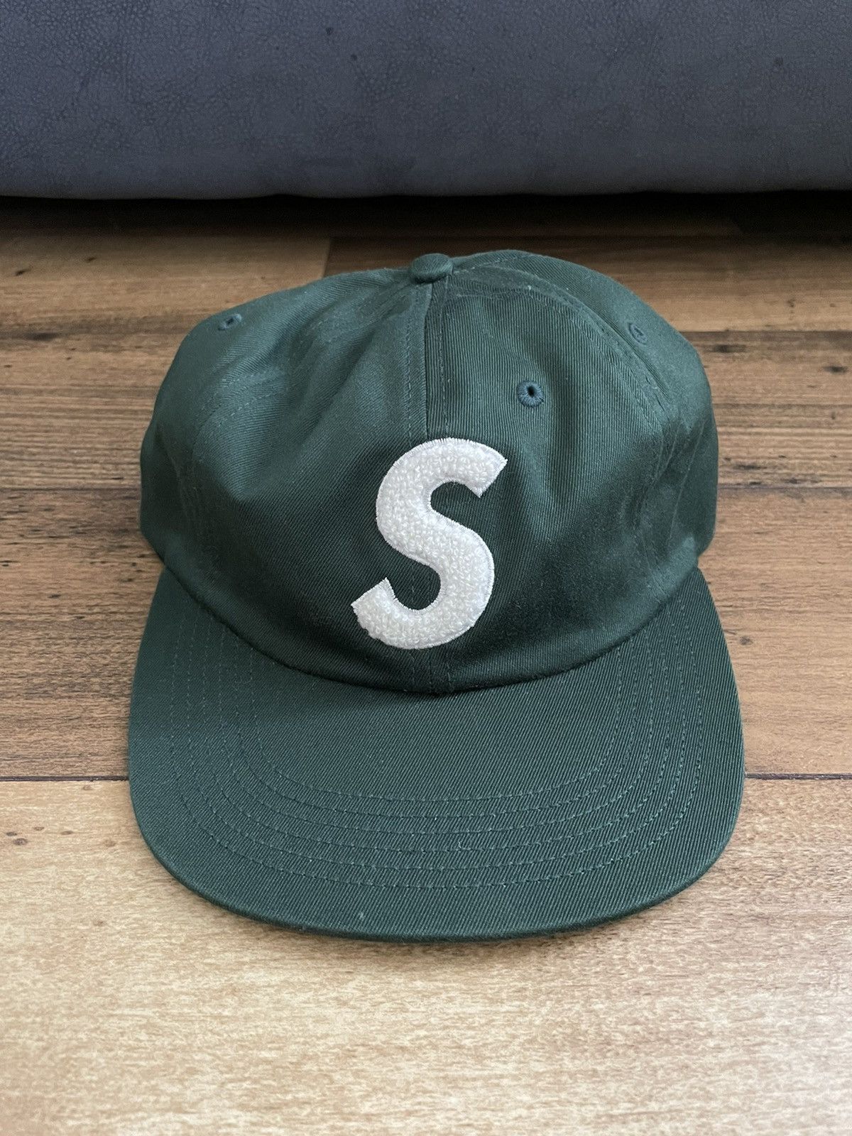 Supreme Supreme Chenille S Logo 6 Panel Dark Green Cap Hat FW16 