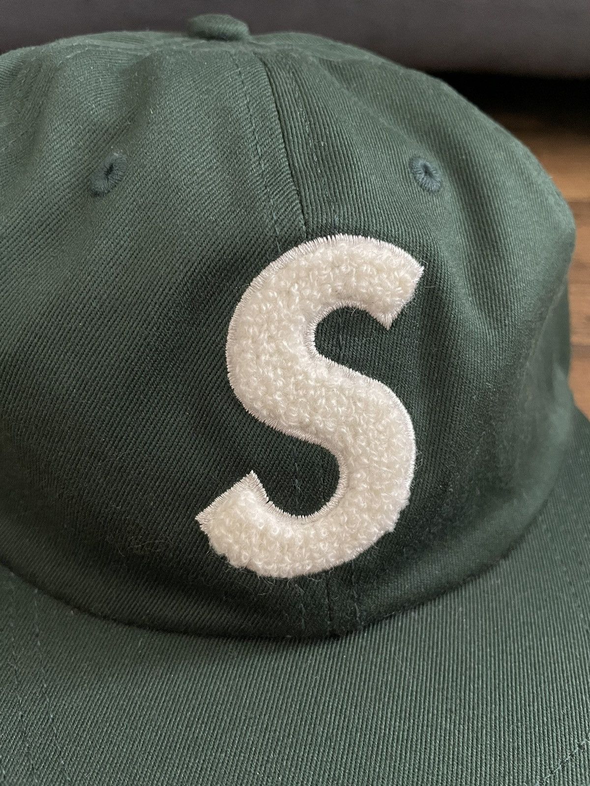 Supreme Supreme Chenille S Logo 6 Panel Dark Green Cap Hat FW16 | Grailed