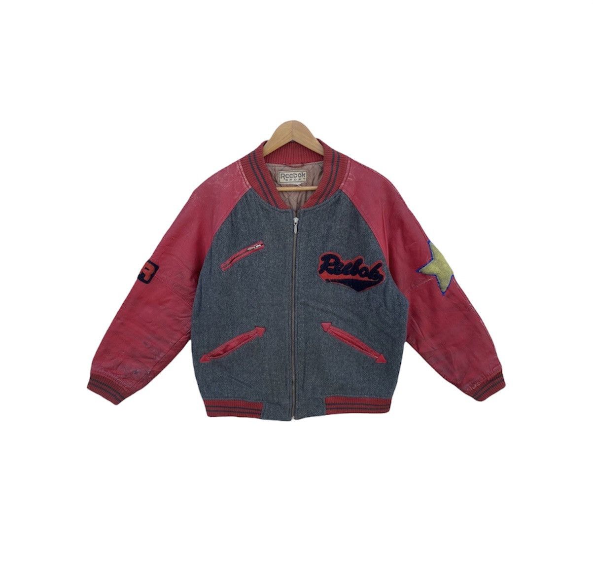 Reebok Vintage 90s Reebok Embroidery Leather Varsity Jacket Size US L / EU 52-54 / 3 - 2 Thumbnail