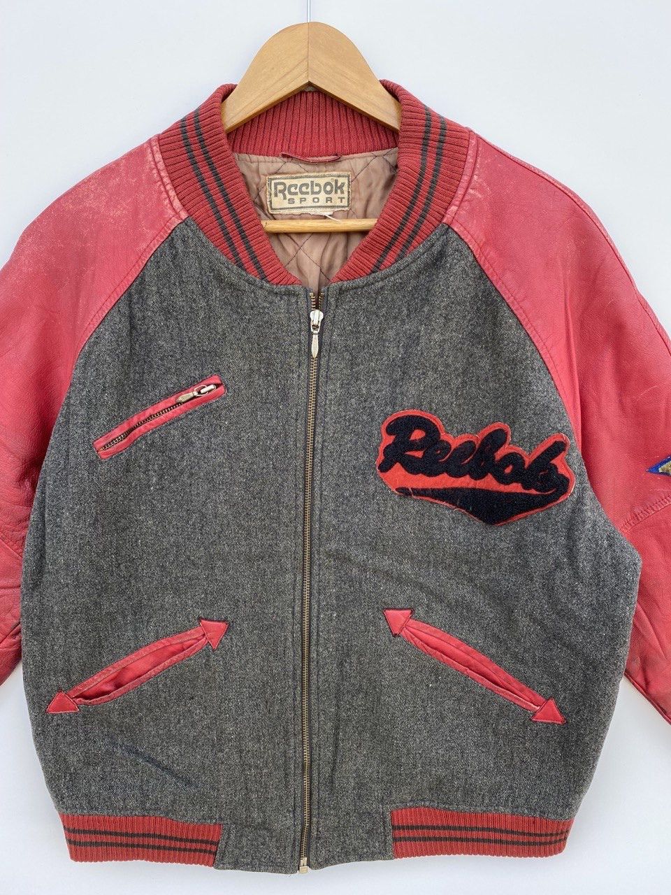 Reebok Vintage 90s Reebok Embroidery Leather Varsity Jacket Size US L / EU 52-54 / 3 - 6 Thumbnail