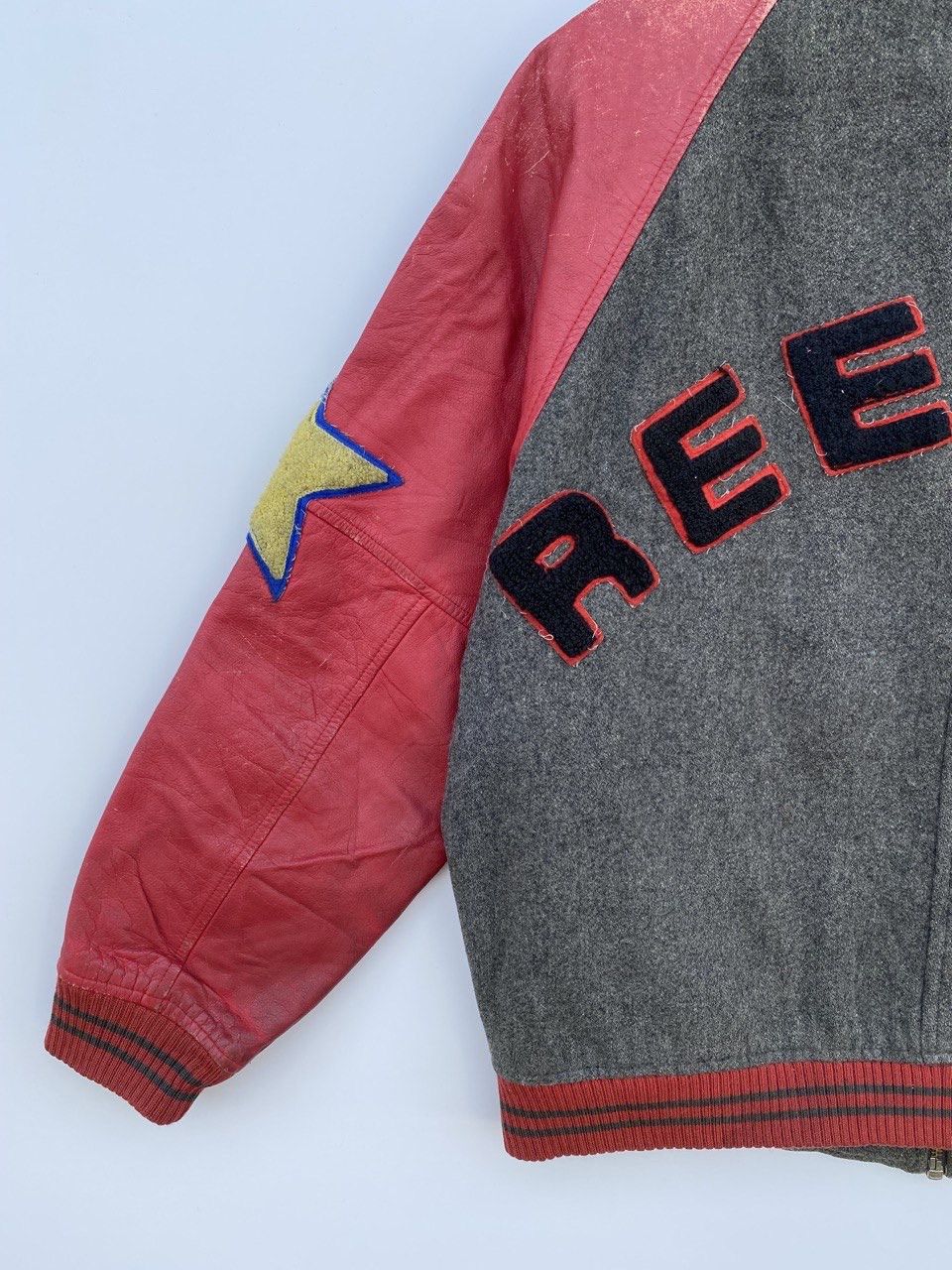 Reebok Vintage 90s Reebok Embroidery Leather Varsity Jacket Size US L / EU 52-54 / 3 - 3 Thumbnail