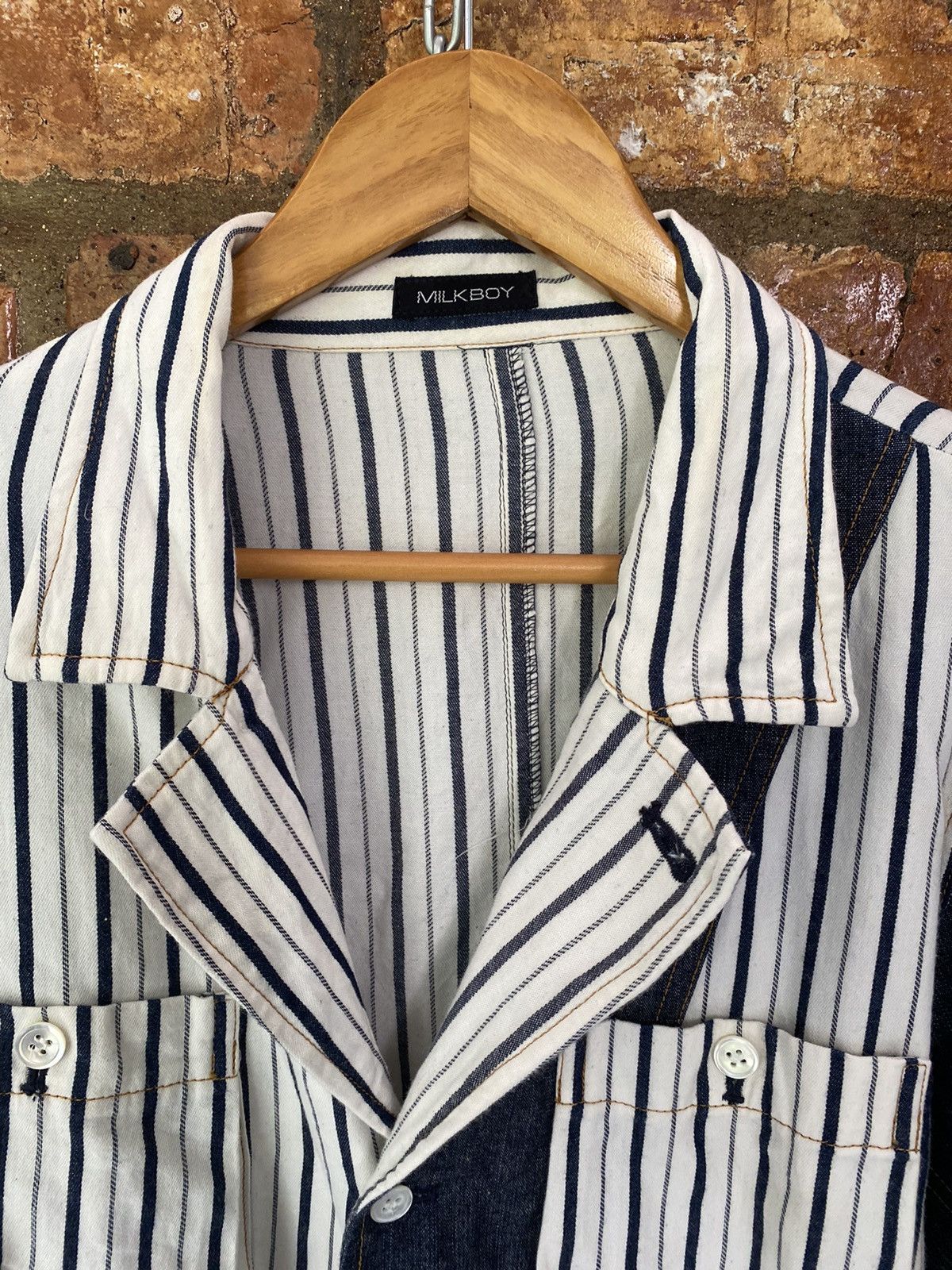Japanese Brand RARE!! 90s MILKBOY rebuild double collar hybrid light jacket Size US L / EU 52-54 / 3 - 6 Thumbnail