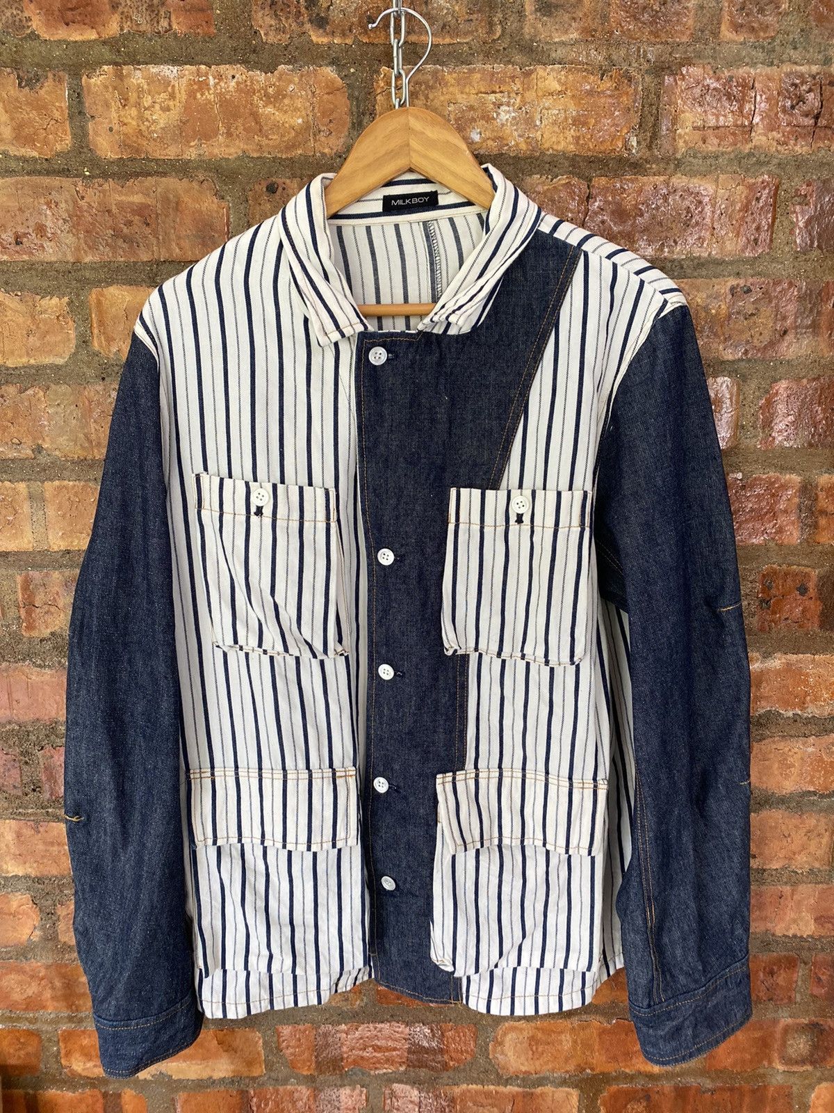 Japanese Brand RARE!! 90s MILKBOY rebuild double collar hybrid light jacket Size US L / EU 52-54 / 3 - 2 Thumbnail