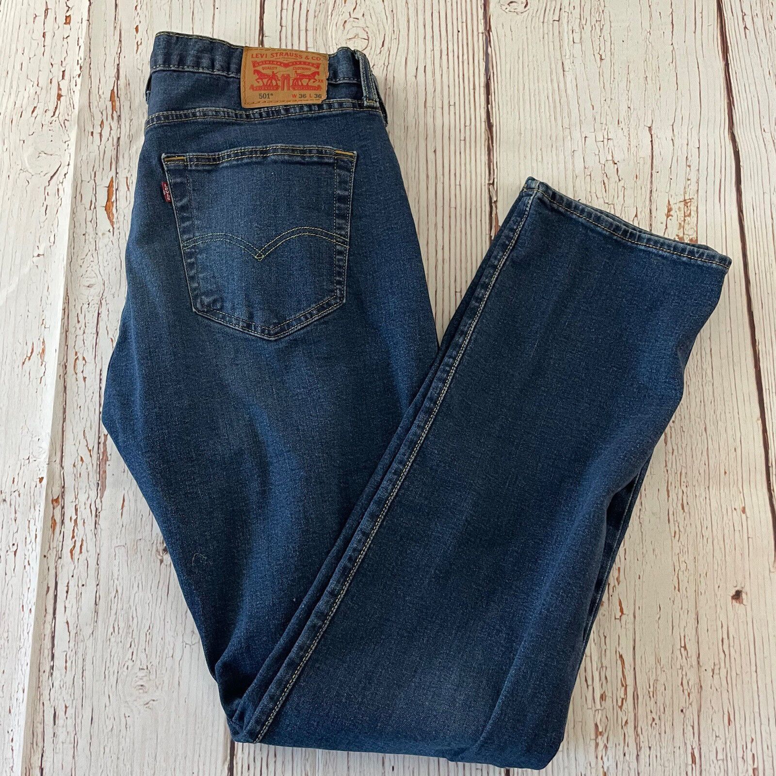 Levi's Levi's 501 Original Fit Medium Wash Button Fly Denim Blue Jeans ...