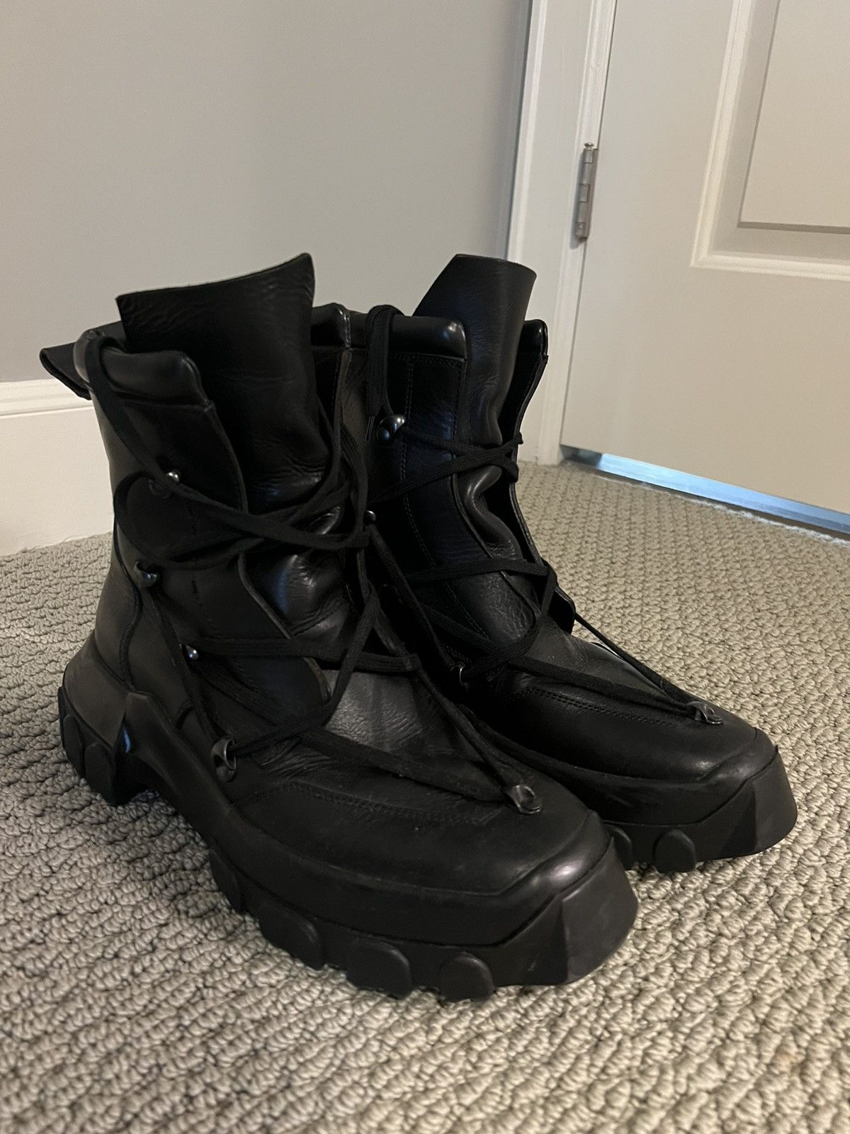 Rick Owens Black Pentagram Hiking Boots Dirt SS18 | Grailed
