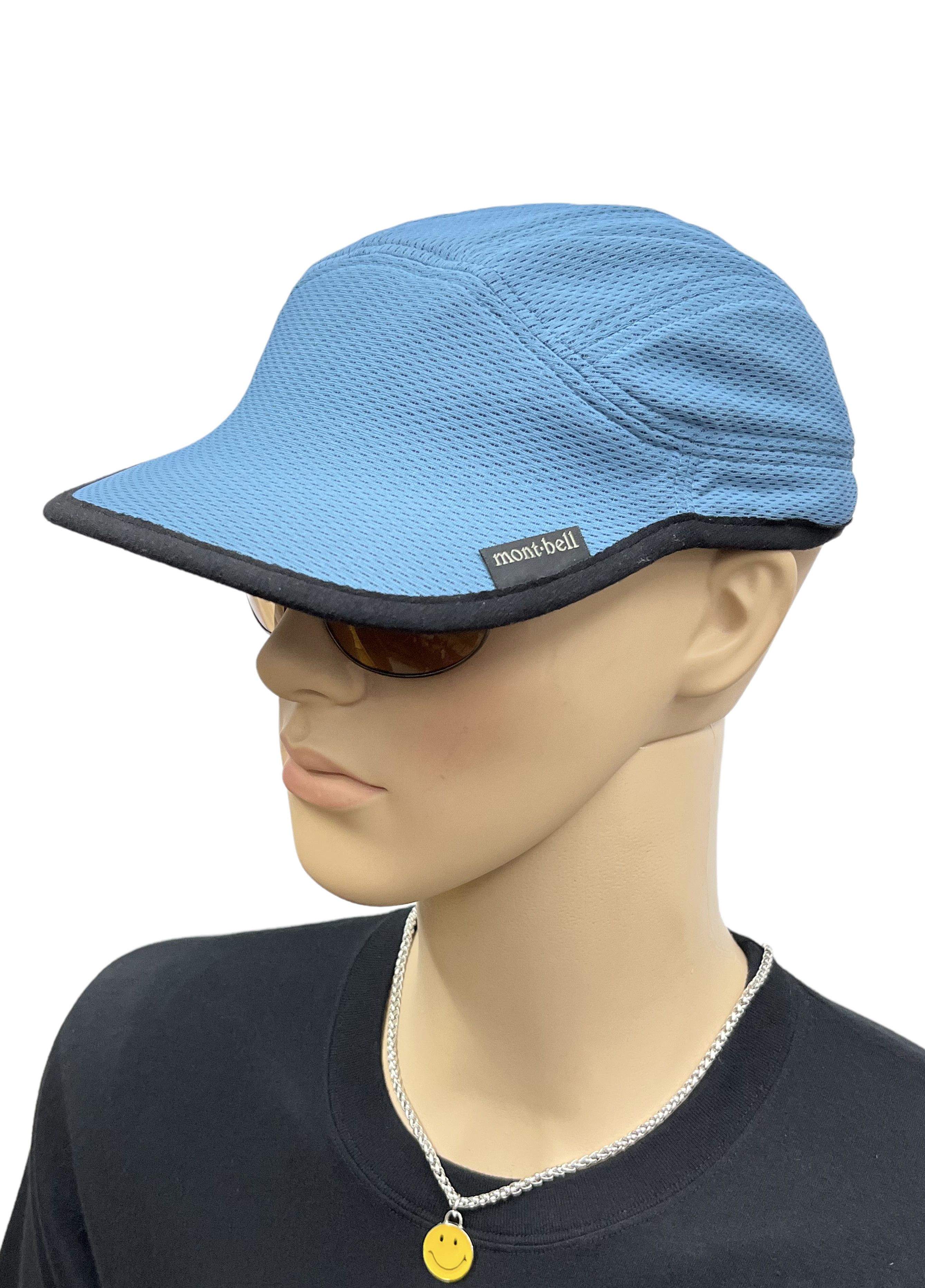 image of Vintage Montbell Geoline 3D Panel Polyester Dry Cool Hat in Blue, Men's
