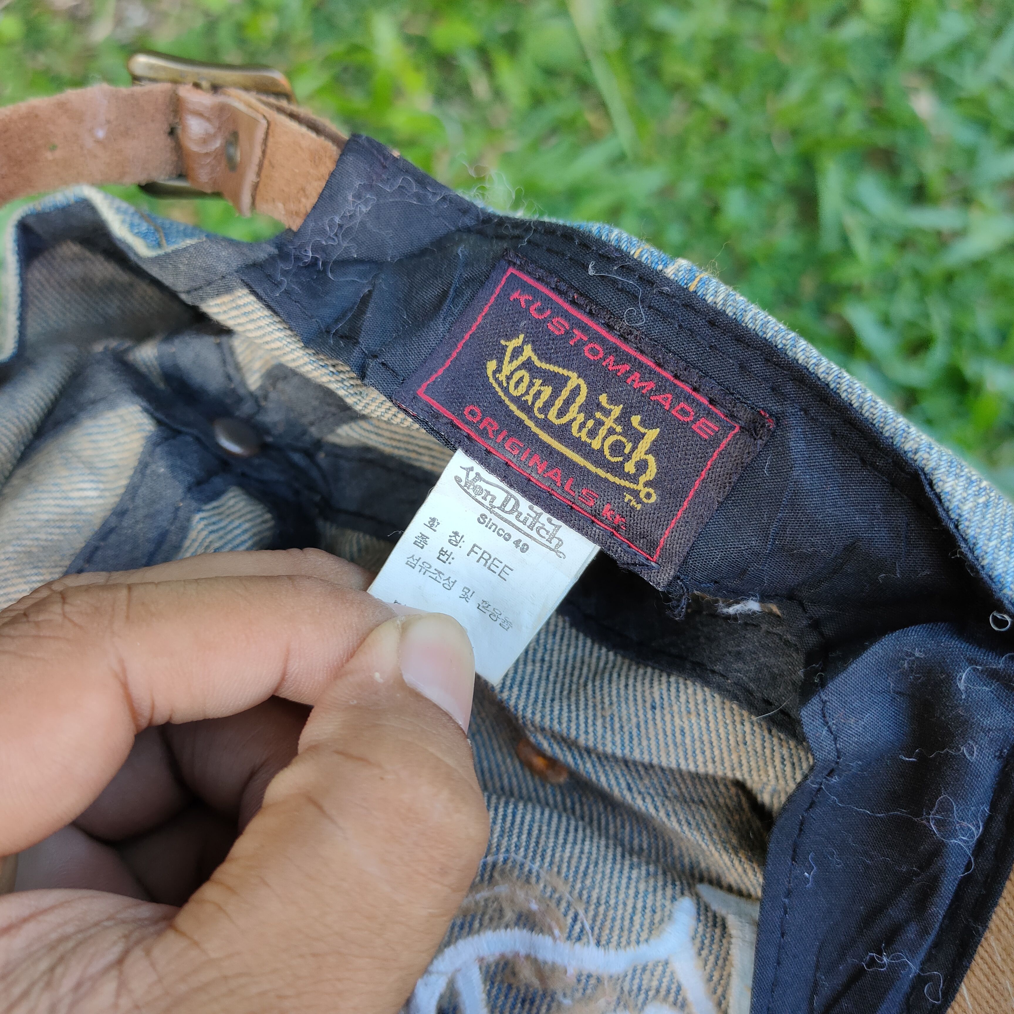 Von Dutch Vintage VON DUTCH DENIM Embroidery Cap Leather Adjustable Size ONE SIZE - 8 Thumbnail