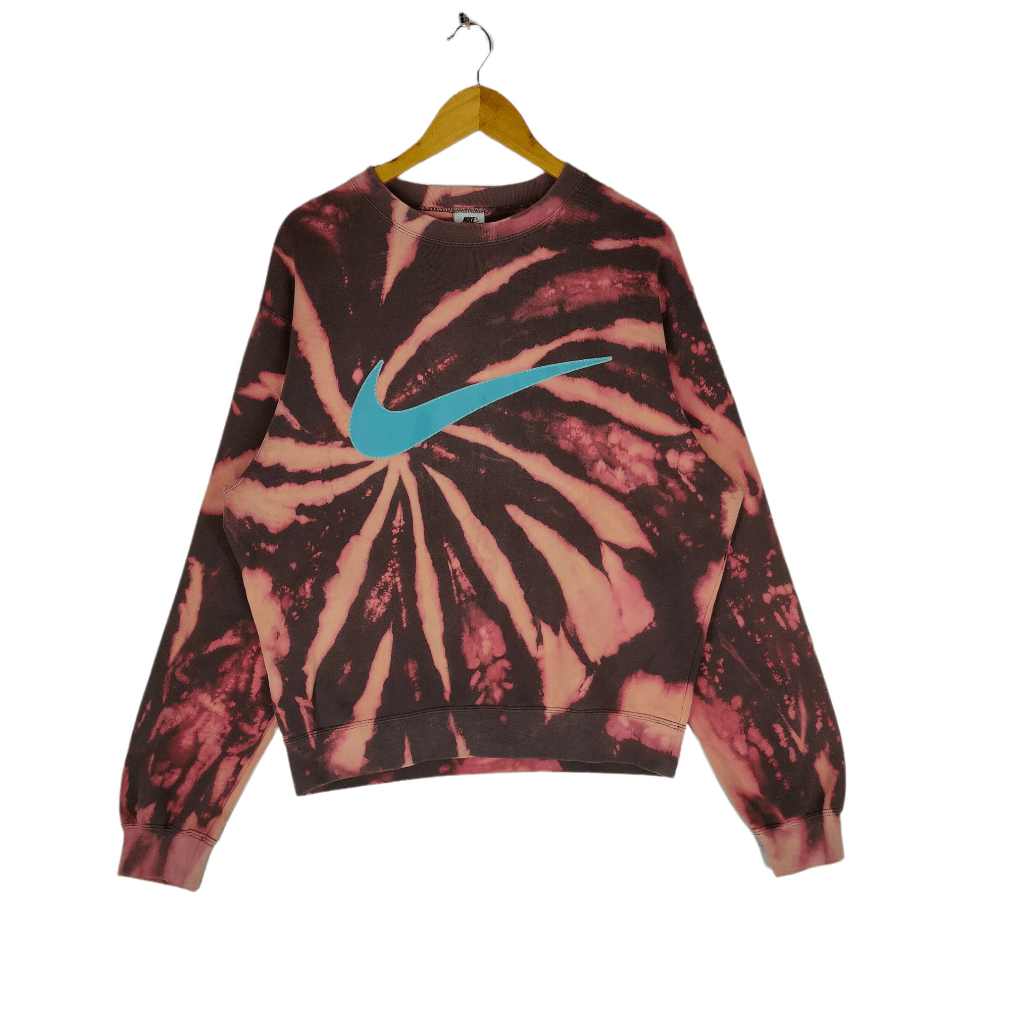 Nike Vintage 90s NIKE EMBROIDERY SWOOSH Bleach Wash Sweatshirt Size US L / EU 52-54 / 3 - 1 Thumbnail