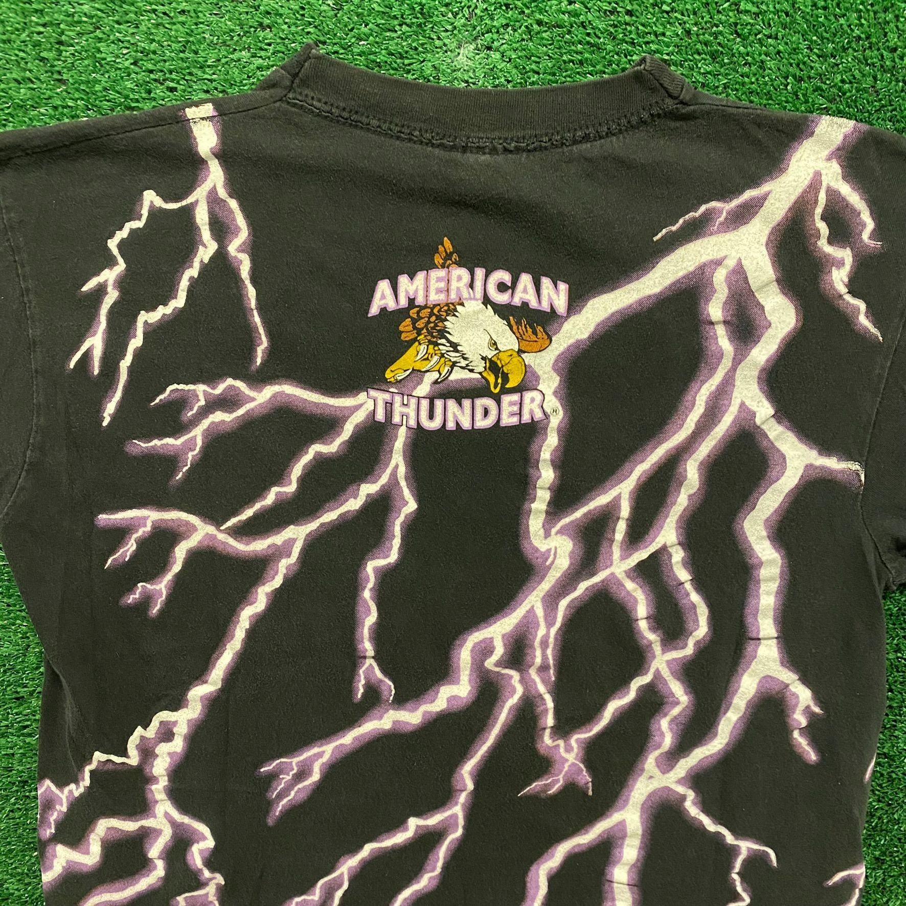 Vintage American Thunder Skull Vintage 90s T-Shirt Size US L / EU 52-54 / 3 - 5 Thumbnail