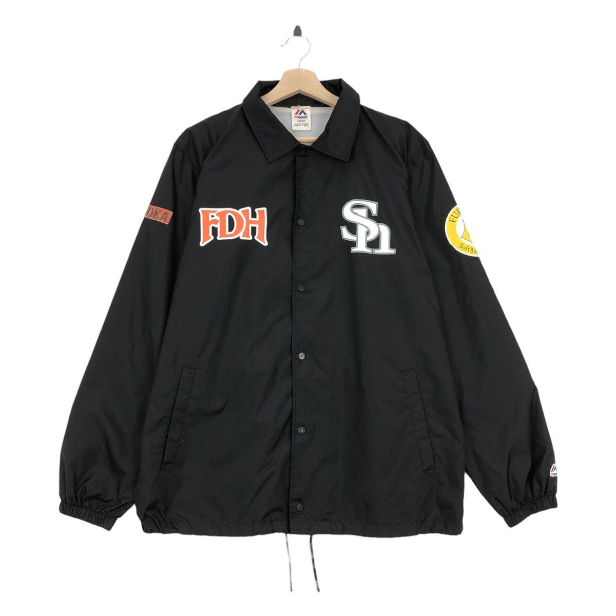 Vtg 90’ MAJESTIC MLB Coach Jacket Puffer Trench Coat