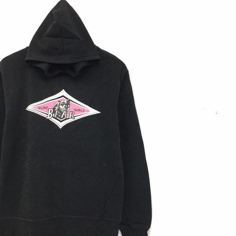Bear Surf Girl Hoodie Sweatshirt Big Logo Spell Out Pullover