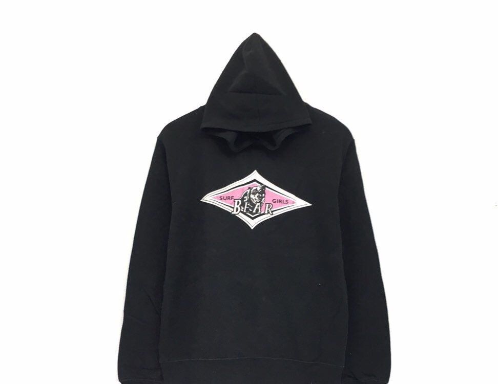 Bear Surf Girl Hoodie Sweatshirt Big Logo Spell Out Pullover
