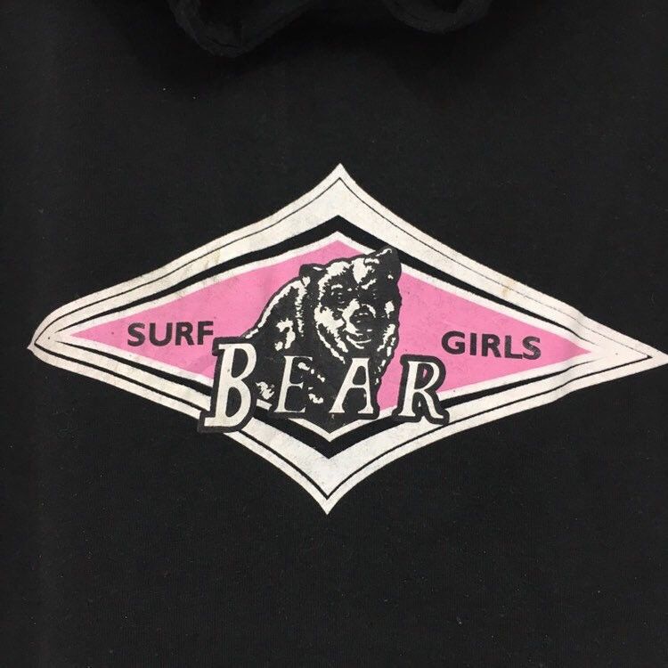 Bear Surf Girl Hoodie Sweatshirt Big Logo Spell Out Pullover