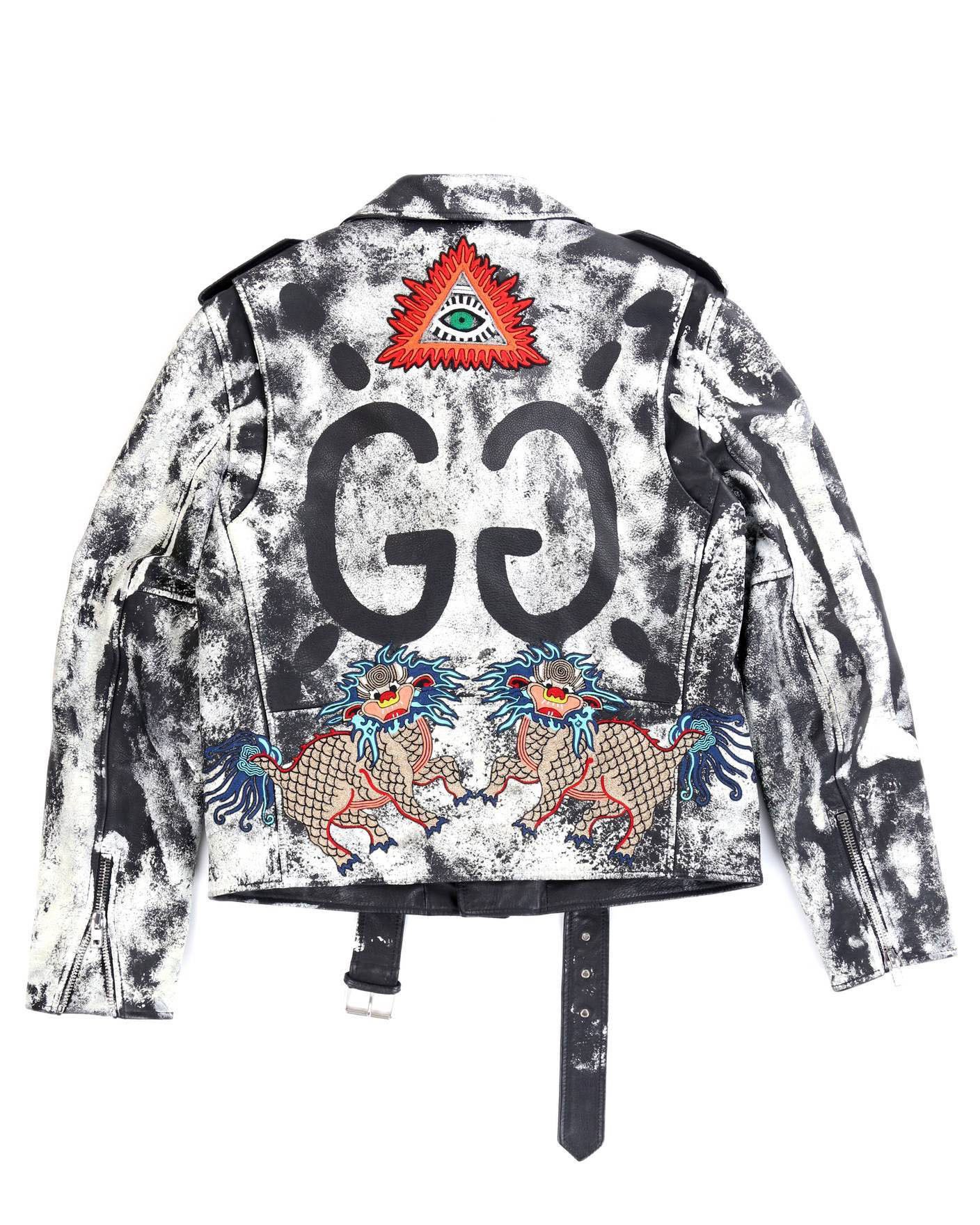 1/1 Special Order Hand Painted Gucci Ghost Leather Jacket