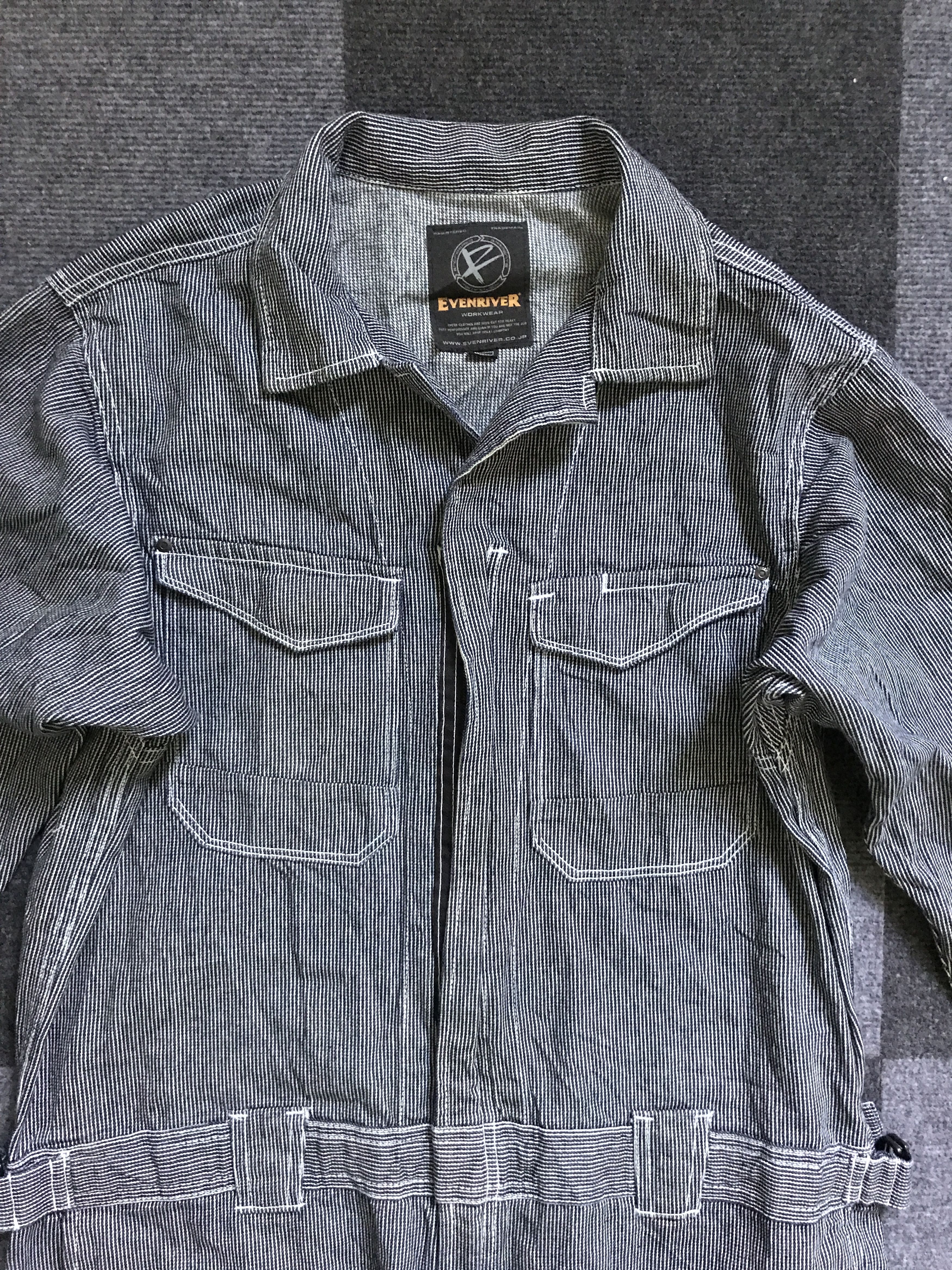 Japanese Brand CVA7 EVENRIVER Japan Workwear Fine Hickory Coverall Size US 40 / EU 56 - 2 Thumbnail