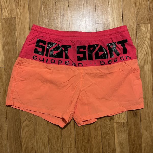 Vintage Vintage 90s Spot Sport European Beach Shorts Mens S Orange