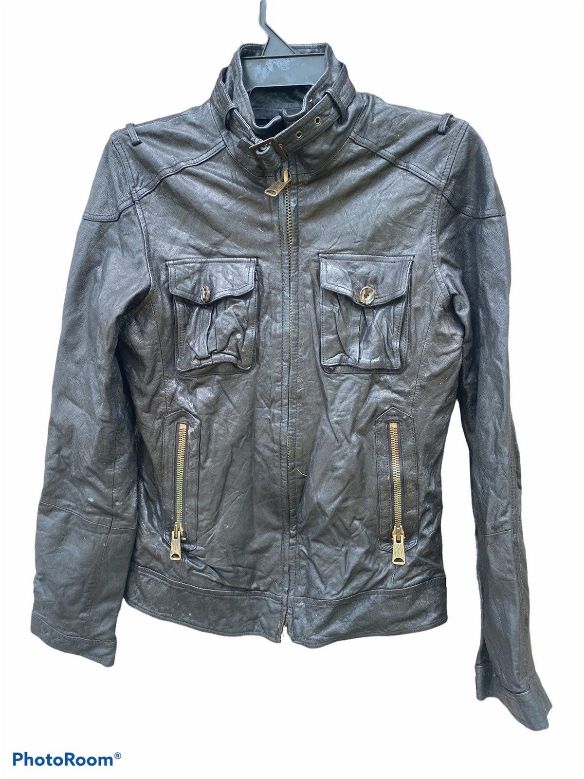 BUFFALO BOBS Motorcylle black jacket sheep skin Size S / US 4 / IT 40 - 1 Thumbnail