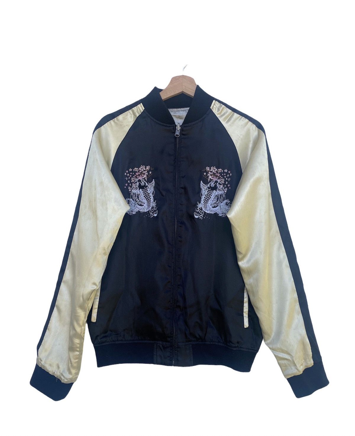 Vintage Sukajan Reversible Jacket Embroidered Souvenirs Bomber White blue Varsity Japanese 2024 Women Jacket