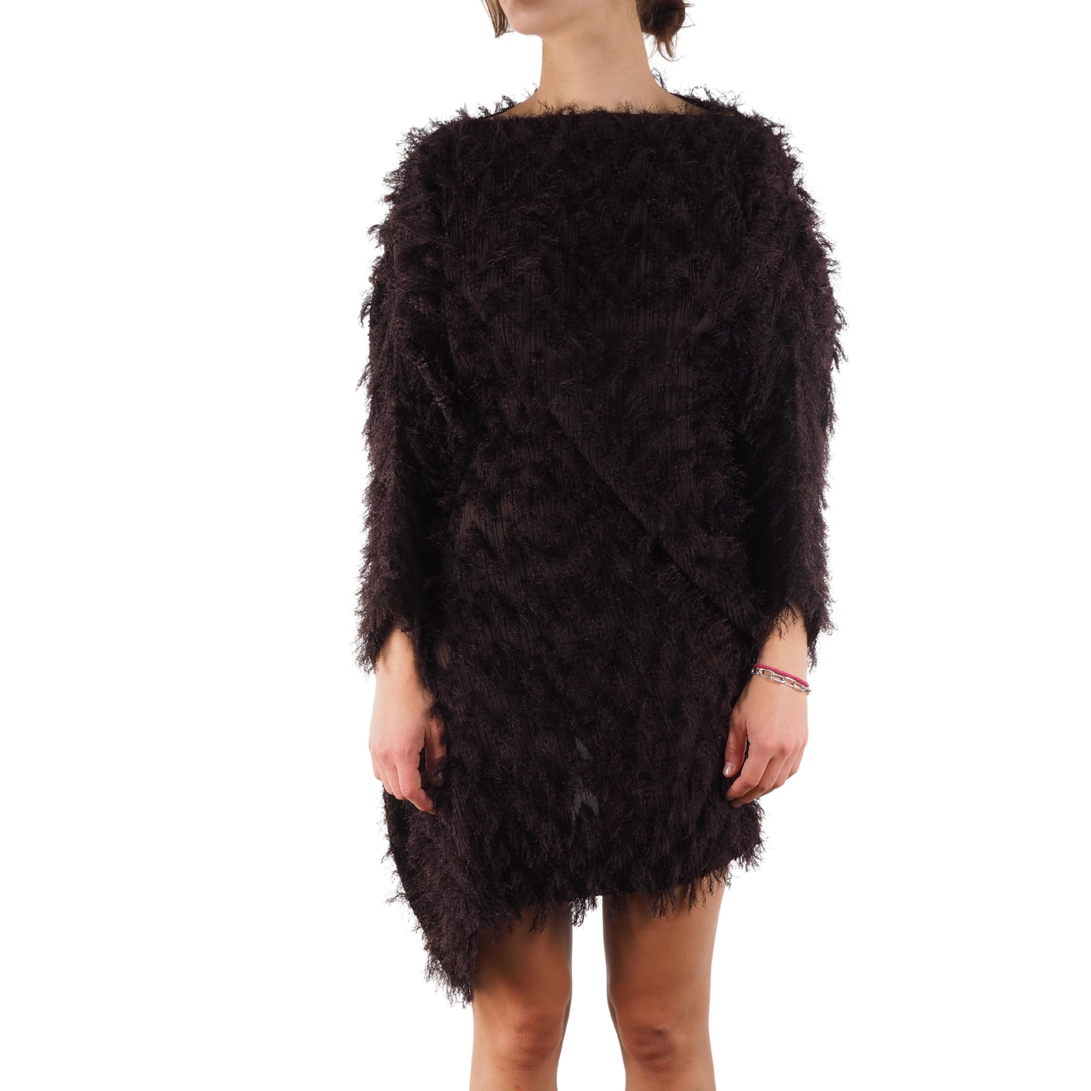 Issey Miyake Issey Miyake Vintage Asymmetric Brown Fur Sheer Dress Size M / US 6-8 / IT 42-44 - 1 Thumbnail