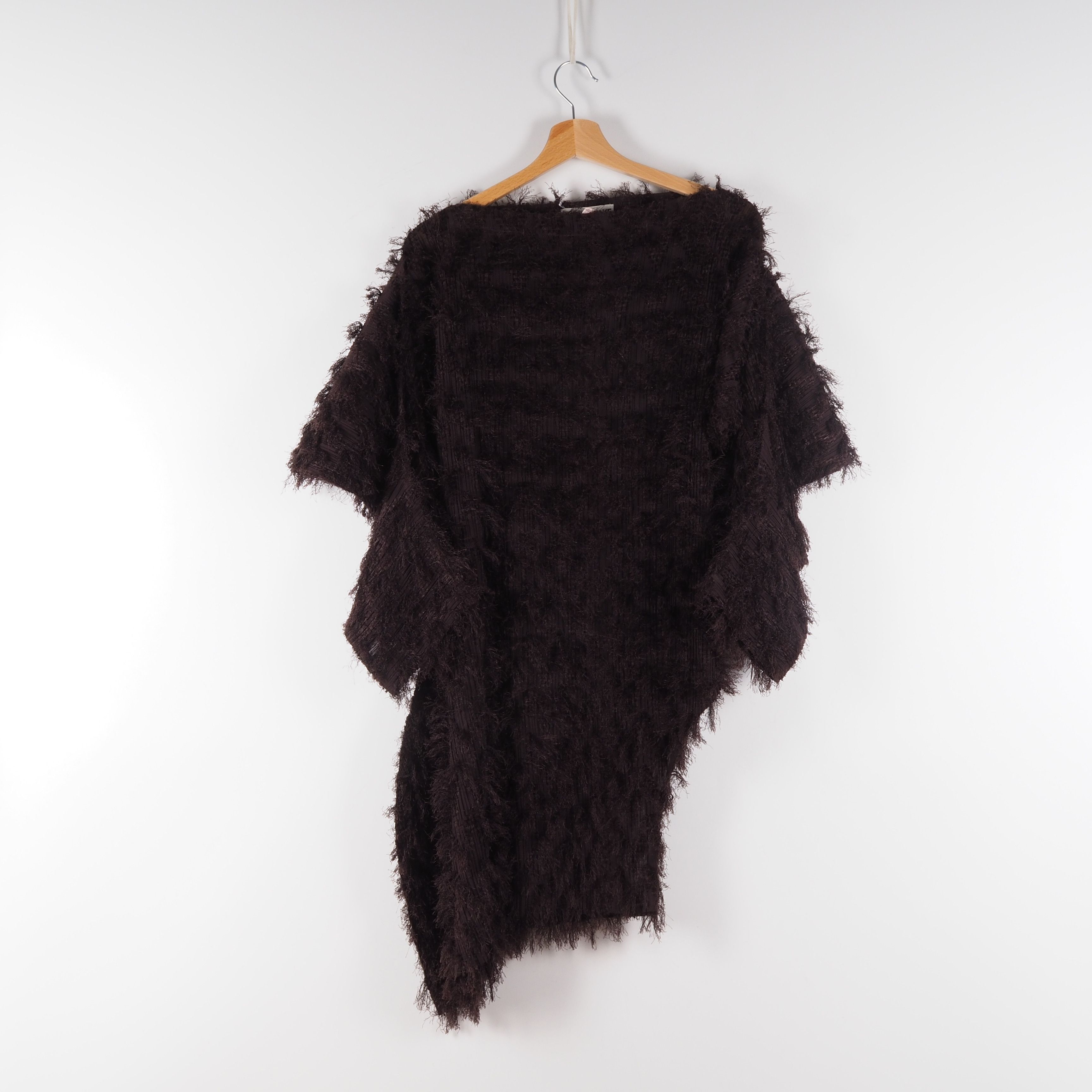 Issey Miyake Issey Miyake Vintage Asymmetric Brown Fur Sheer Dress Size M / US 6-8 / IT 42-44 - 6 Thumbnail