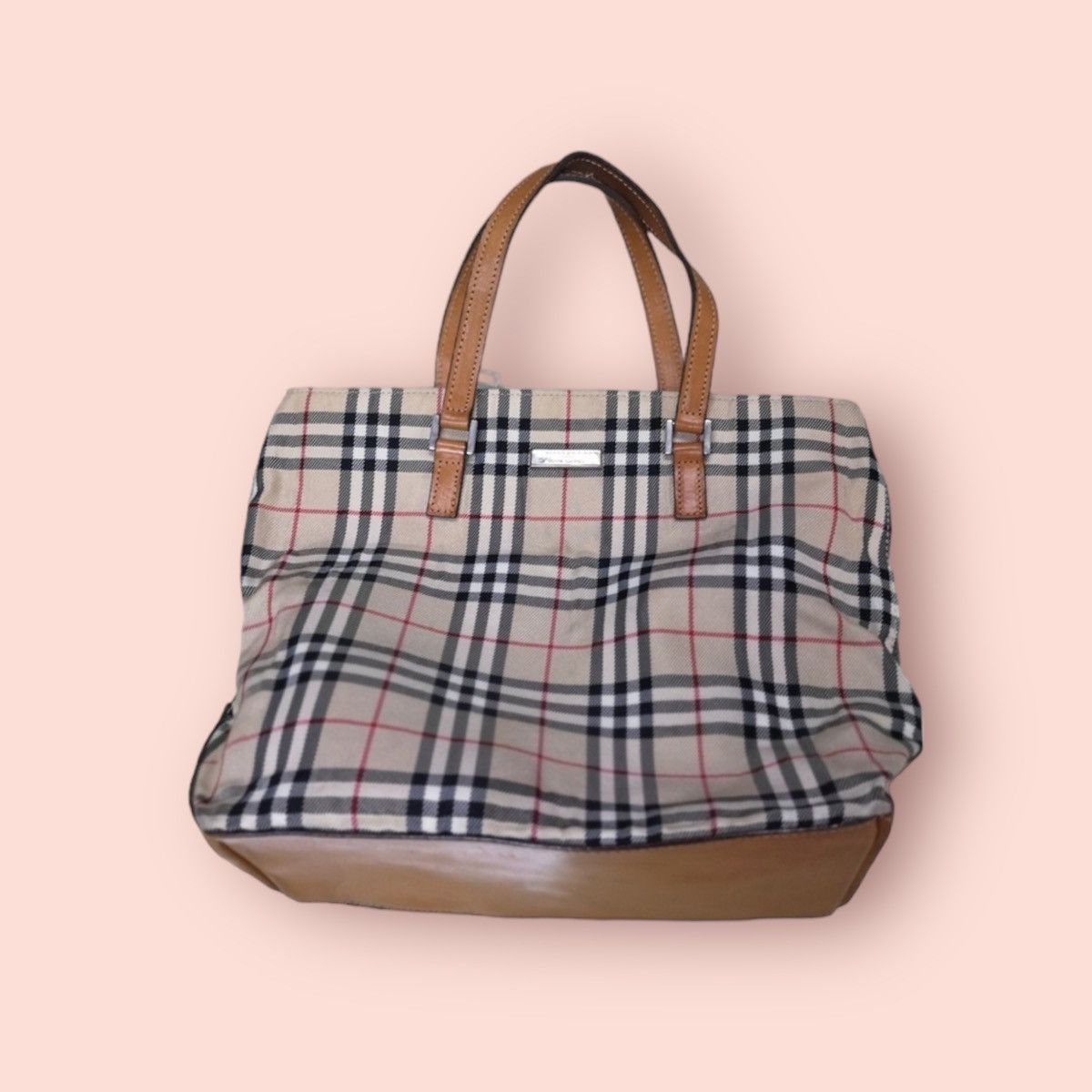 Burberry BURBERRY BLUE LABEL NOVA CHECK CANVAS LEATHER TOTE Size ONE SIZE - 10 Thumbnail