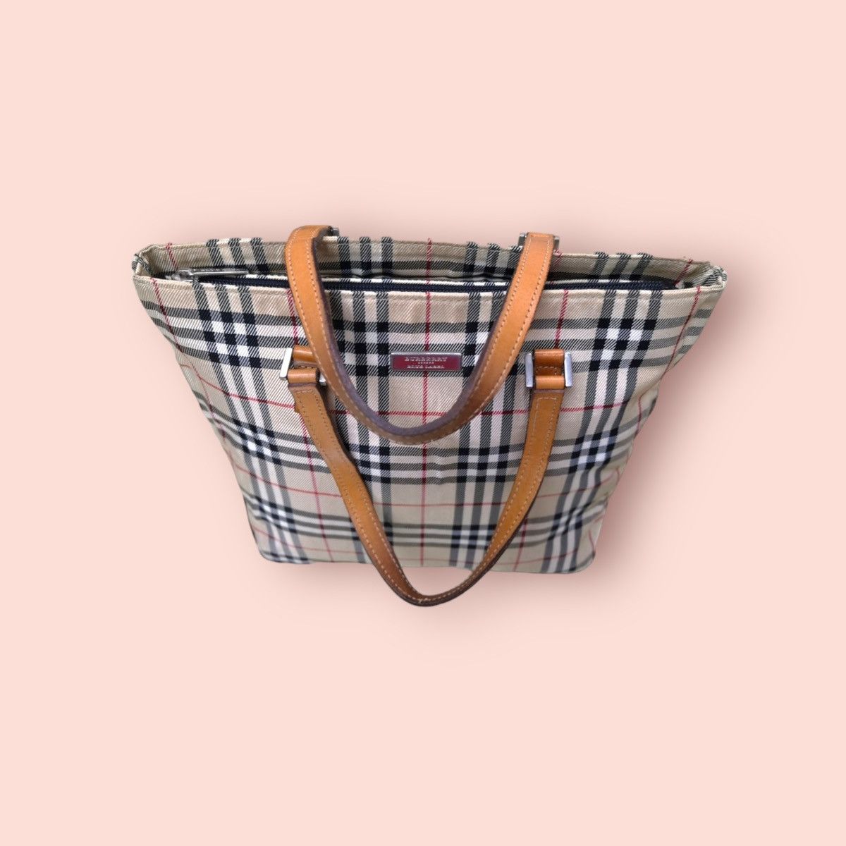 Burberry BURBERRY BLUE LABEL NOVA CHECK CANVAS LEATHER TOTE Size ONE SIZE - 4 Thumbnail