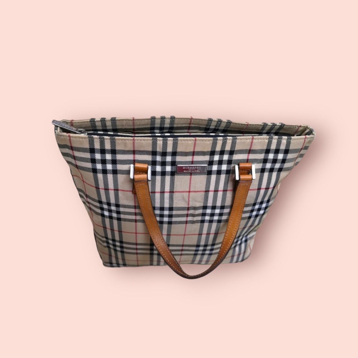 Burberry BURBERRY BLUE LABEL NOVA CHECK CANVAS LEATHER TOTE Size ONE SIZE - 5 Thumbnail