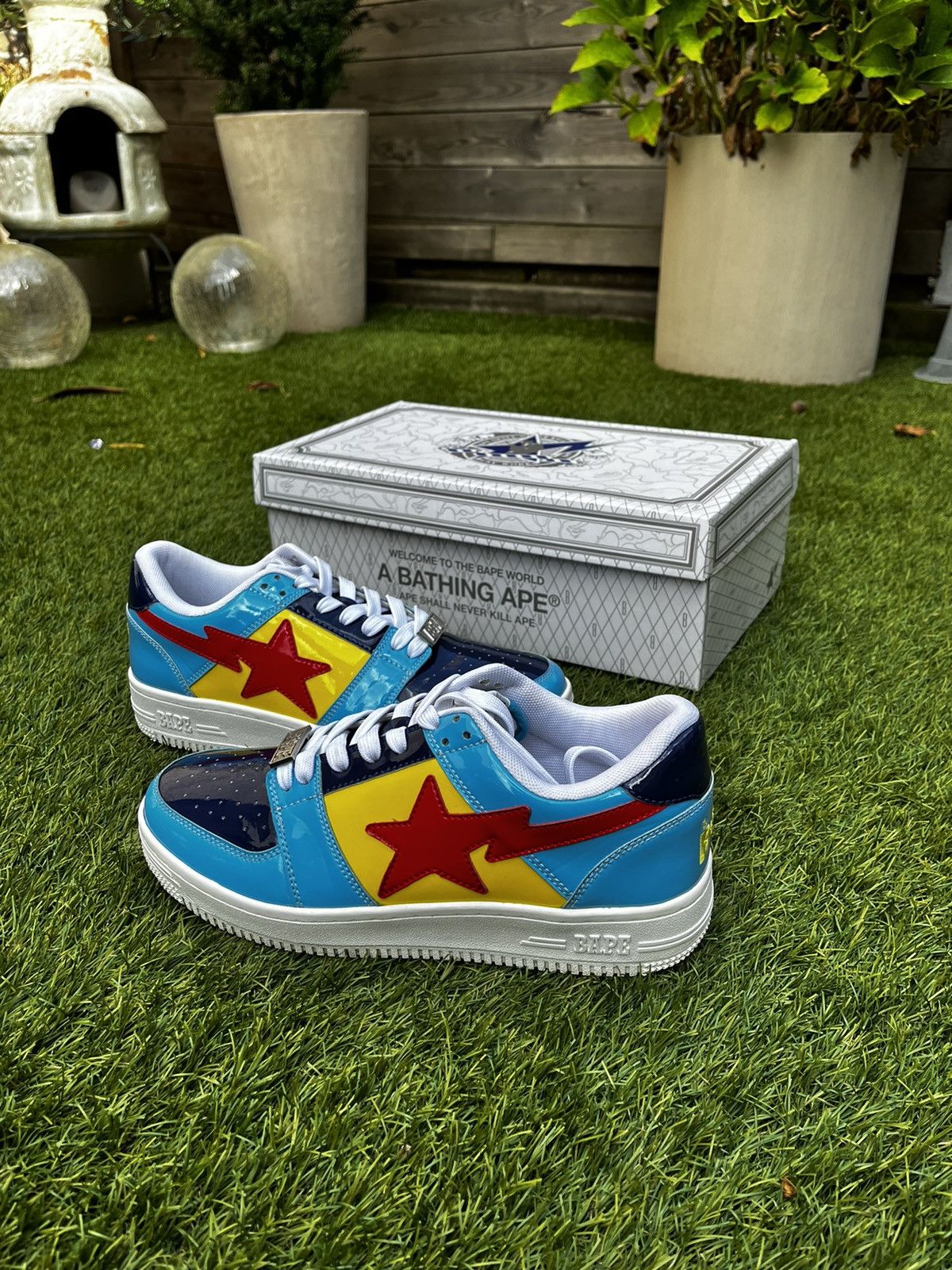Bape *Only worn a few times* Bapesta blue yellow red Size US 8.5 / EU 41-42 - 4 Thumbnail