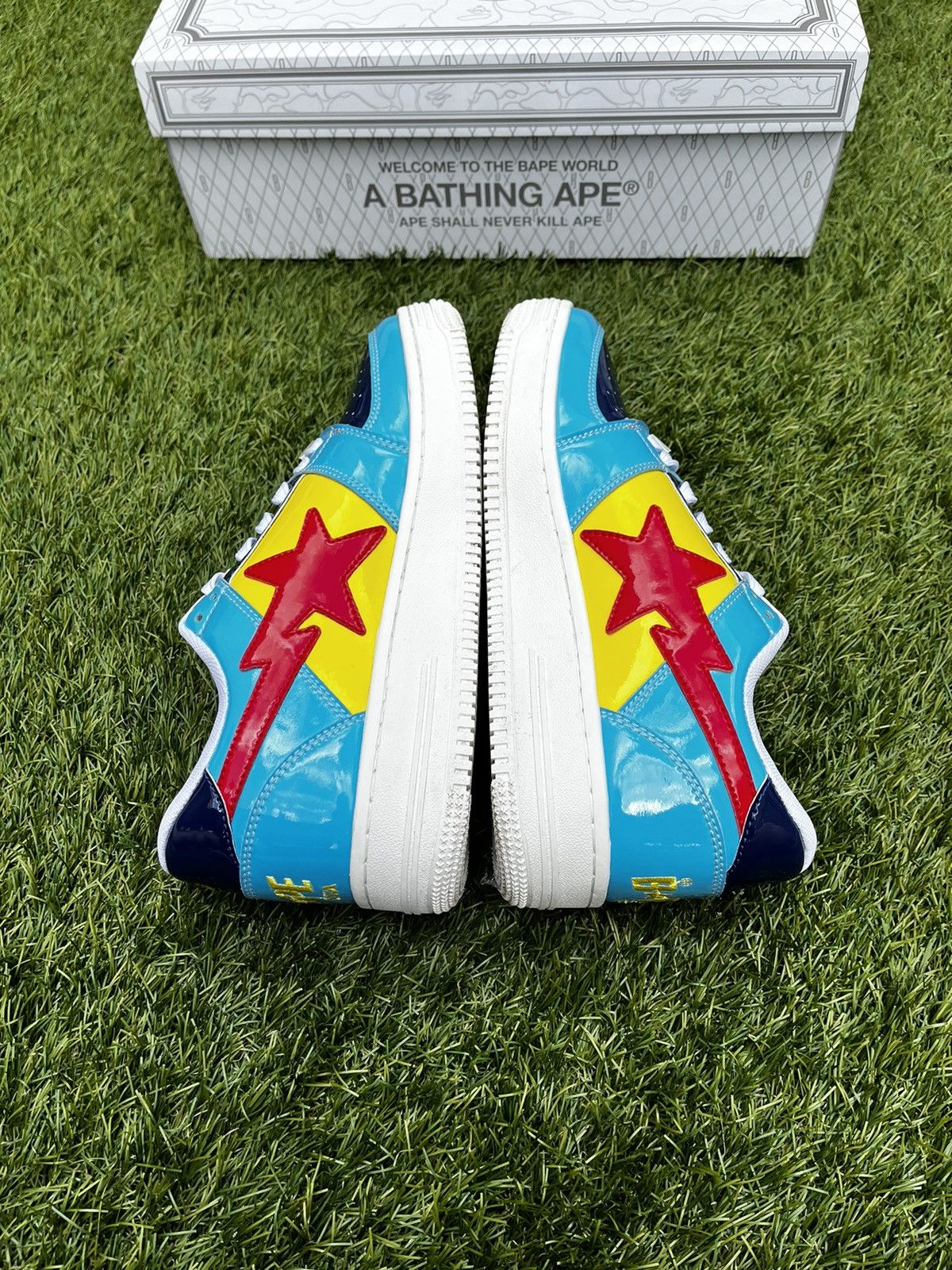 Bape *Only worn a few times* Bapesta blue yellow red Size US 8.5 / EU 41-42 - 6 Thumbnail