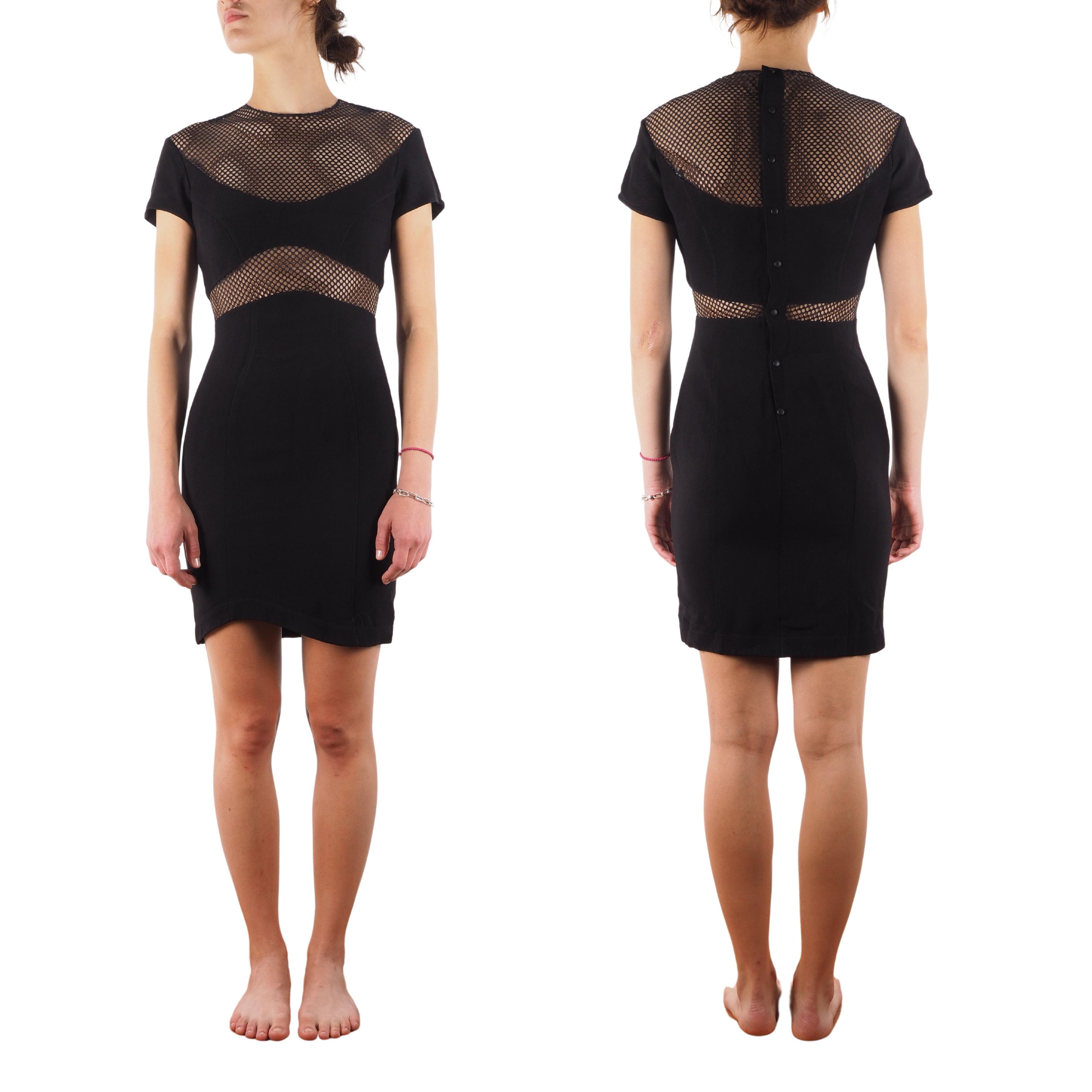 image of Thierry Mugler Vintage Black Mesh Dress 38 France 80's 90S, Women's (Size Small)