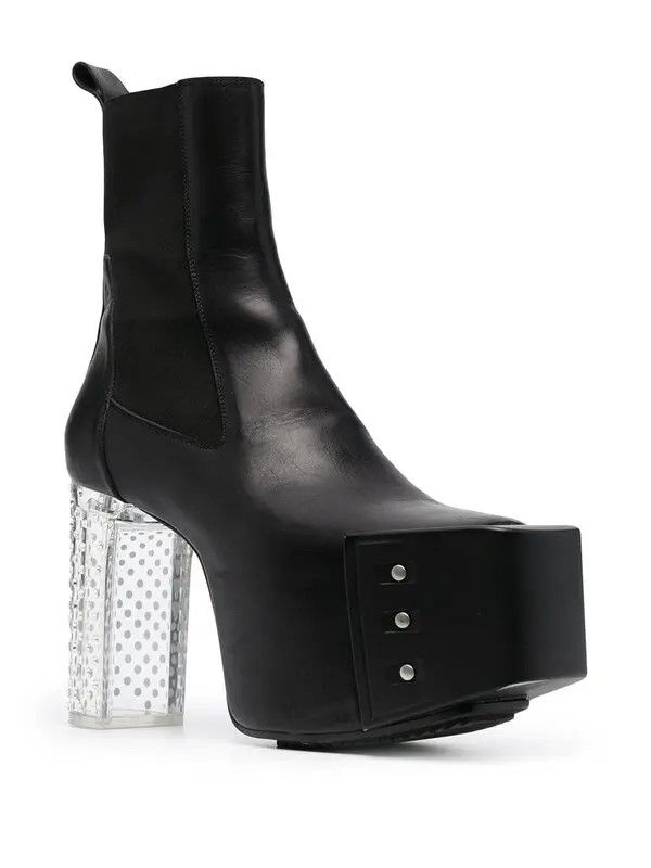 Rick Owens Rick Owens Beveled Platform Boot black/clear Diamante