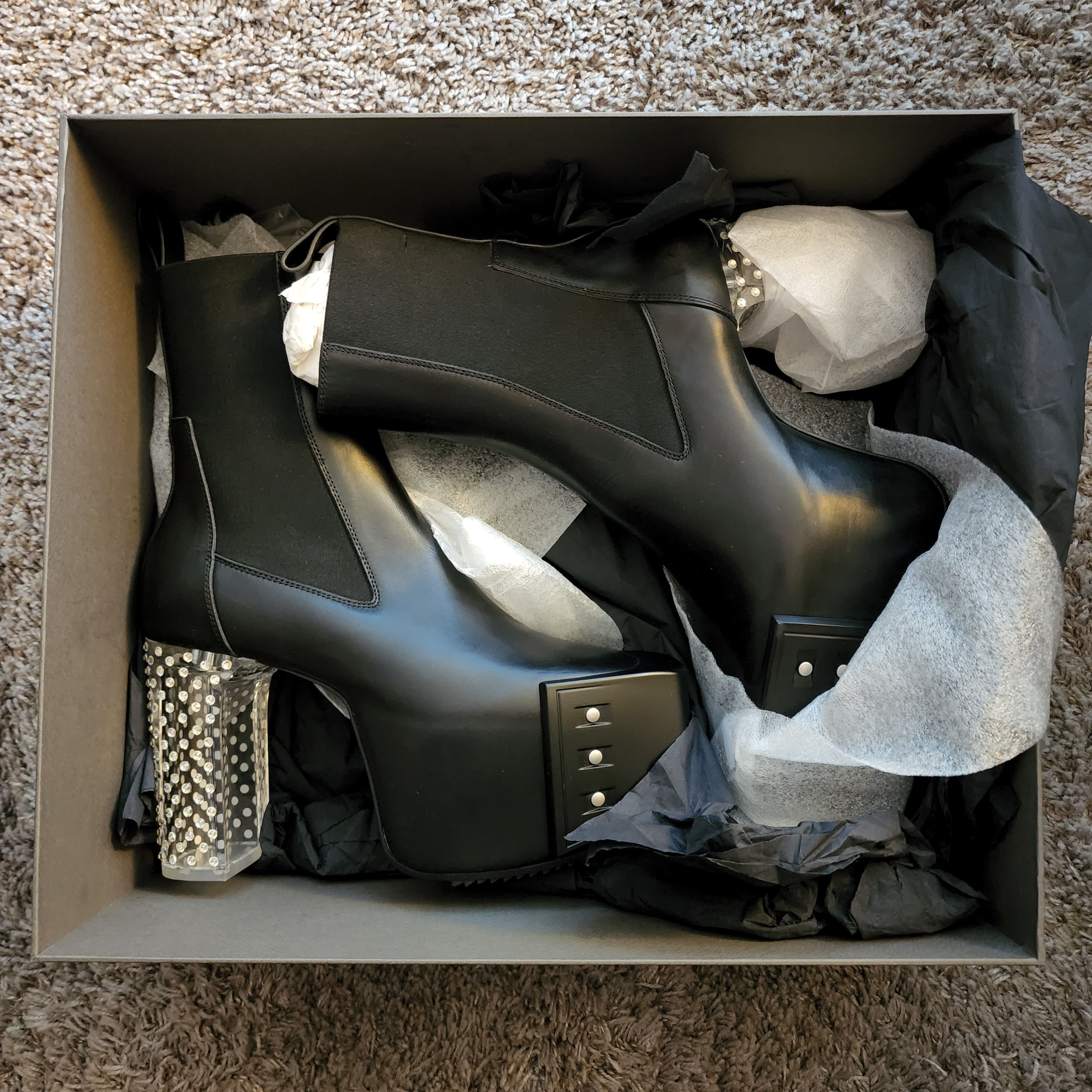 Rick Owens Rick Owens Beveled Platform Boot black/clear Diamante (7.5m) Size US 9 / IT 39 - 7 Thumbnail