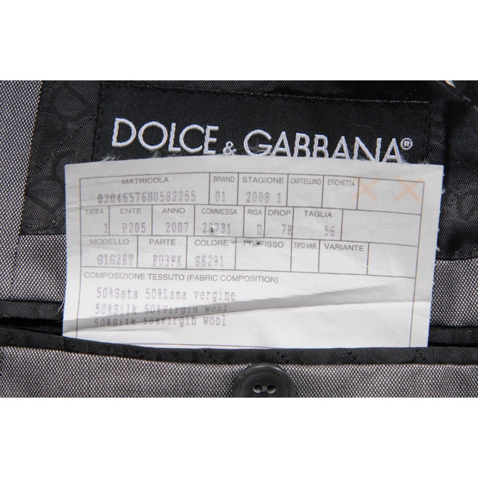 Dolce & Gabbana Peak Lapel Suit 56 Grey Wool Single Breasted Size 46R - 7 Thumbnail