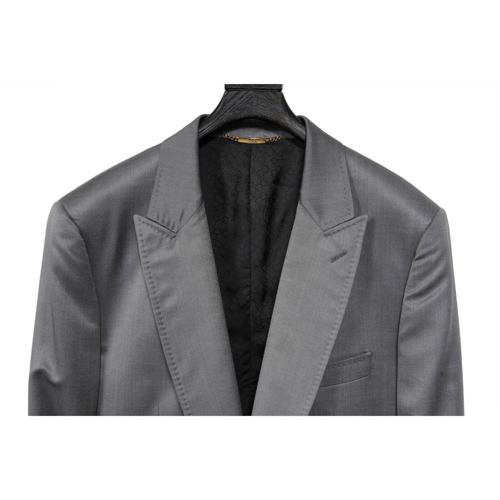 Dolce & Gabbana Peak Lapel Suit 56 Grey Wool Single Breasted Size 46R - 5 Thumbnail