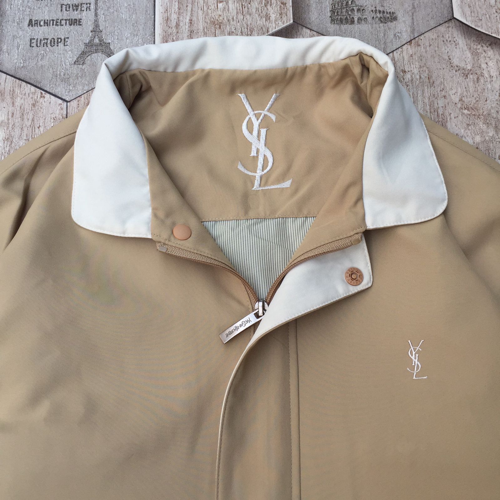 image of Itemvintage YVES Saint Laurent X YSL Jacket in Cream, Men's (Size Large)