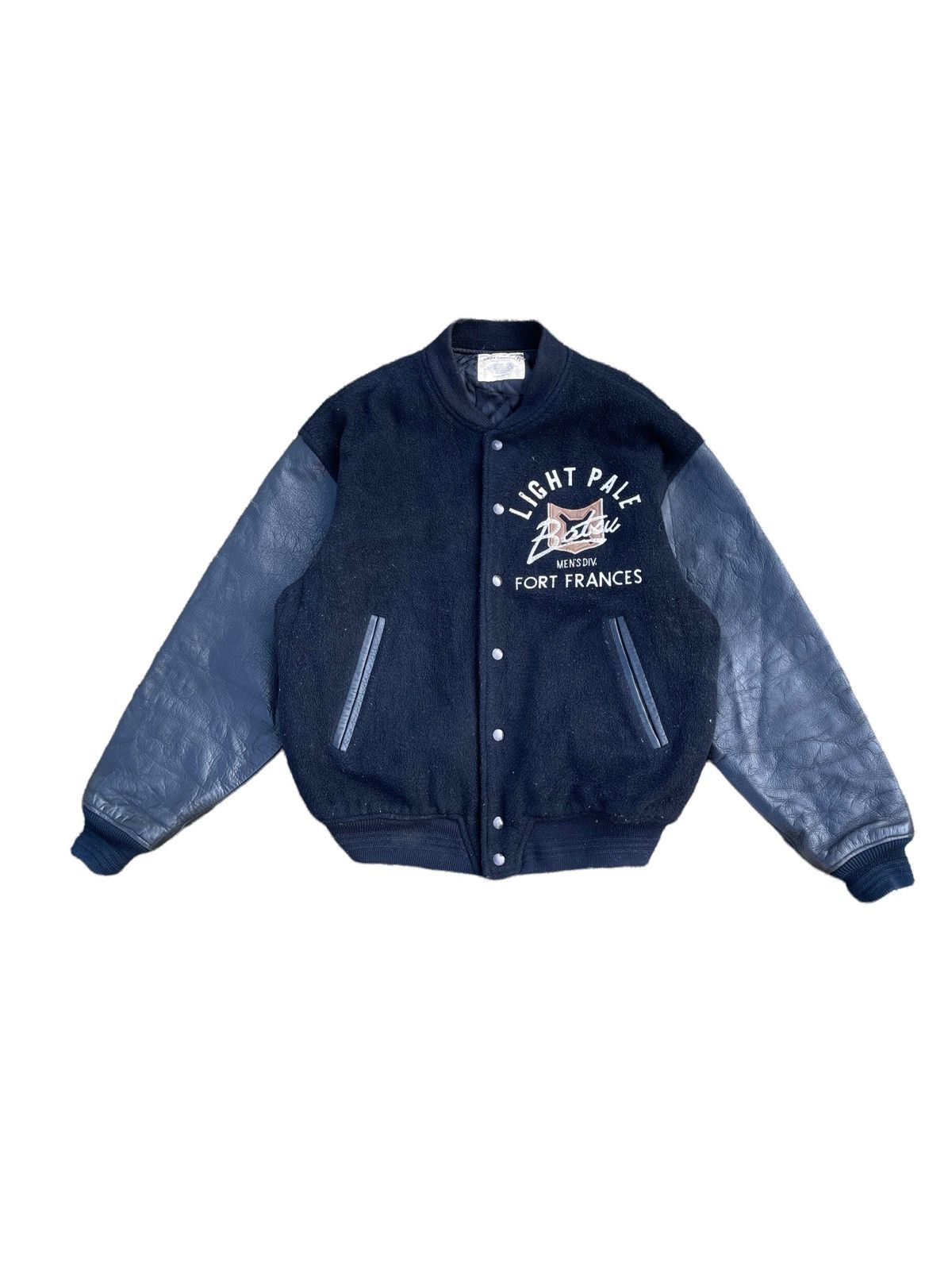 Japanese Brand Vintage Men’s Batsu Leather Sleeve Big Logo Varsity Jacket Size US M / EU 48-50 / 2 - 3 Thumbnail